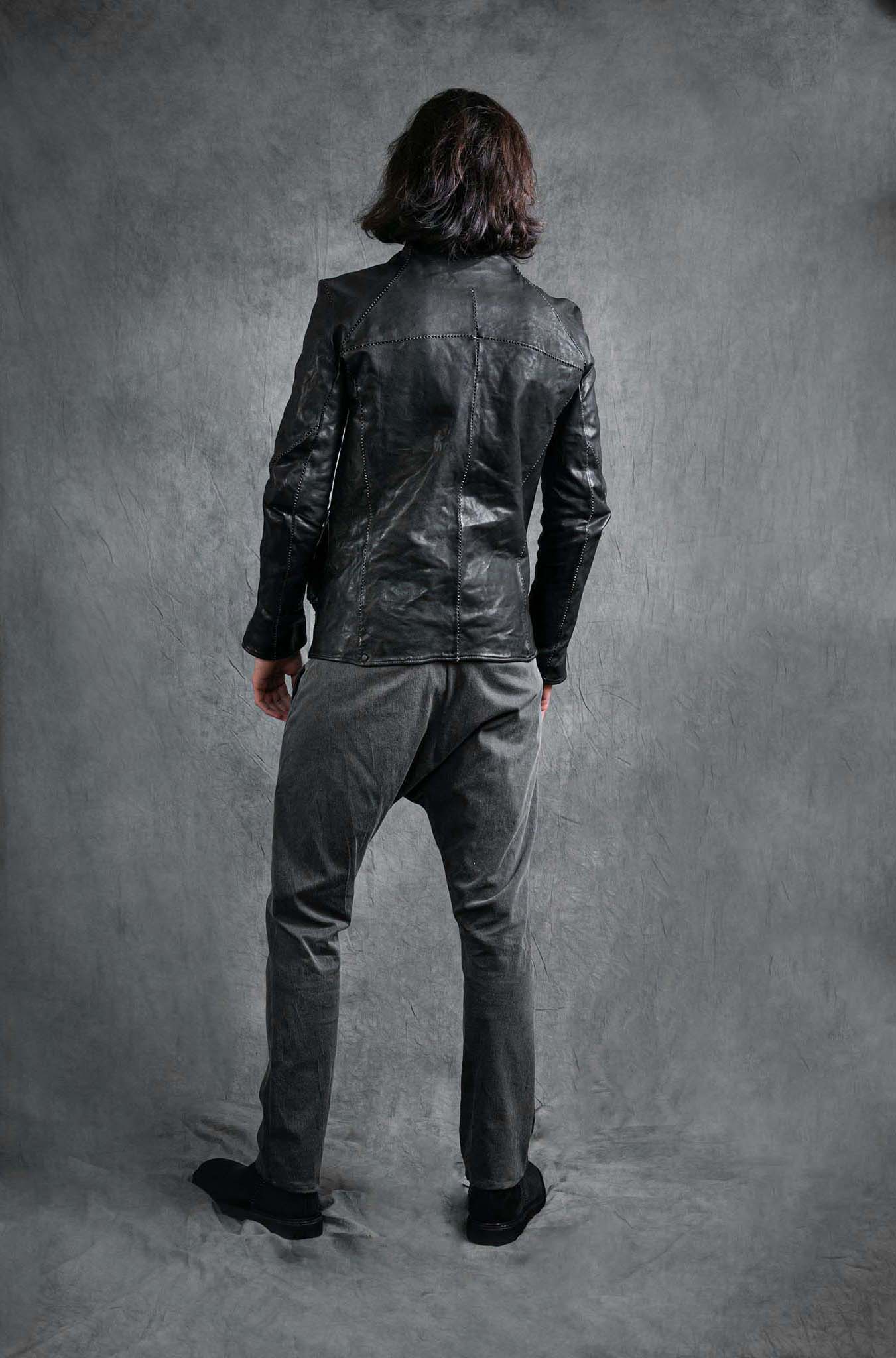 HORSE LEATHER HIGH NECK LAGRAN DARTS SHOULDER BLOUSON W/POCKET LINED JB-5