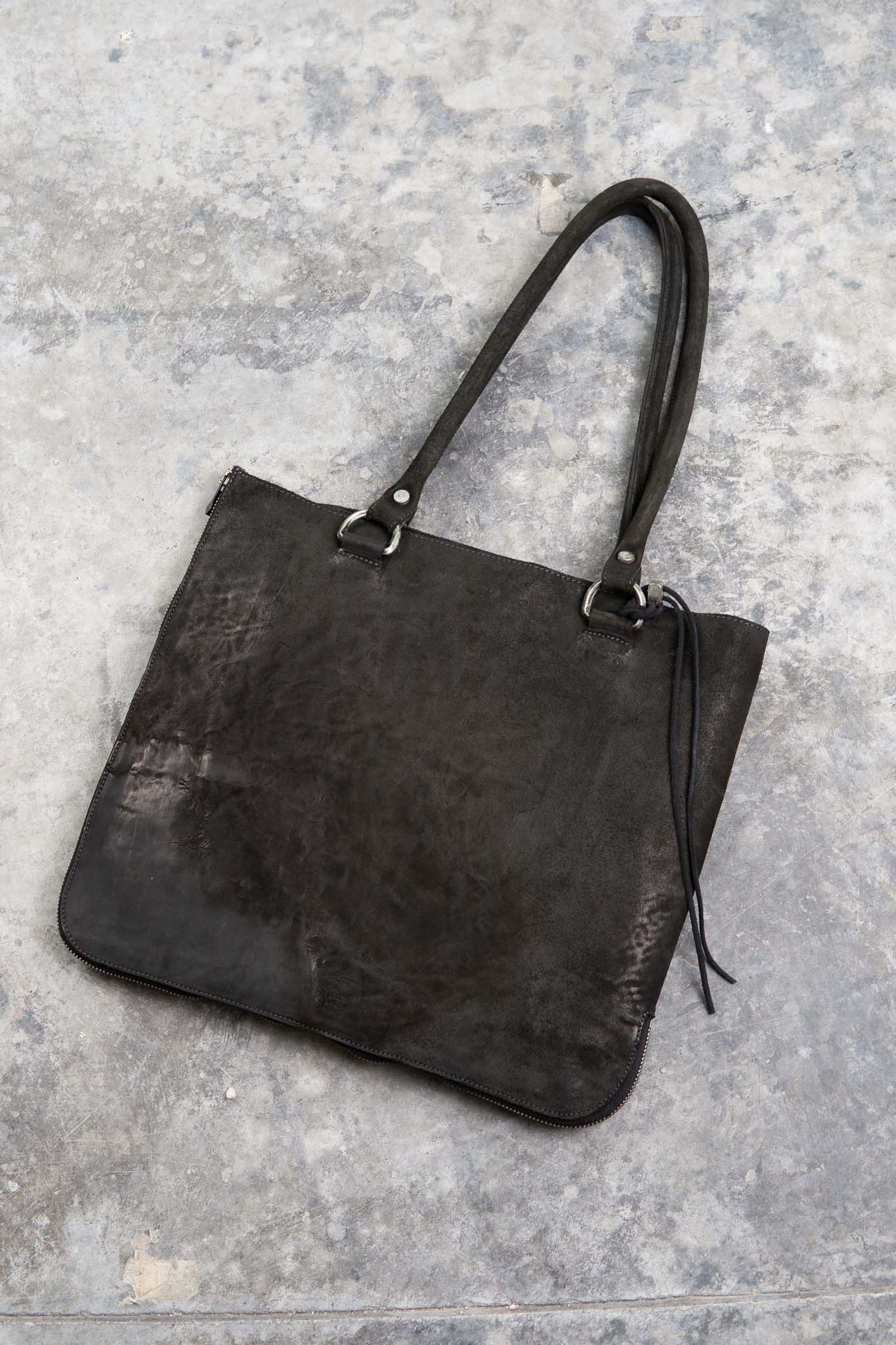 HORSE BUTT LEATHER BAG TOTO WB-2 UNLINED WITH MEDIUM PURSE AND GLASSES CASE PIECE DYED