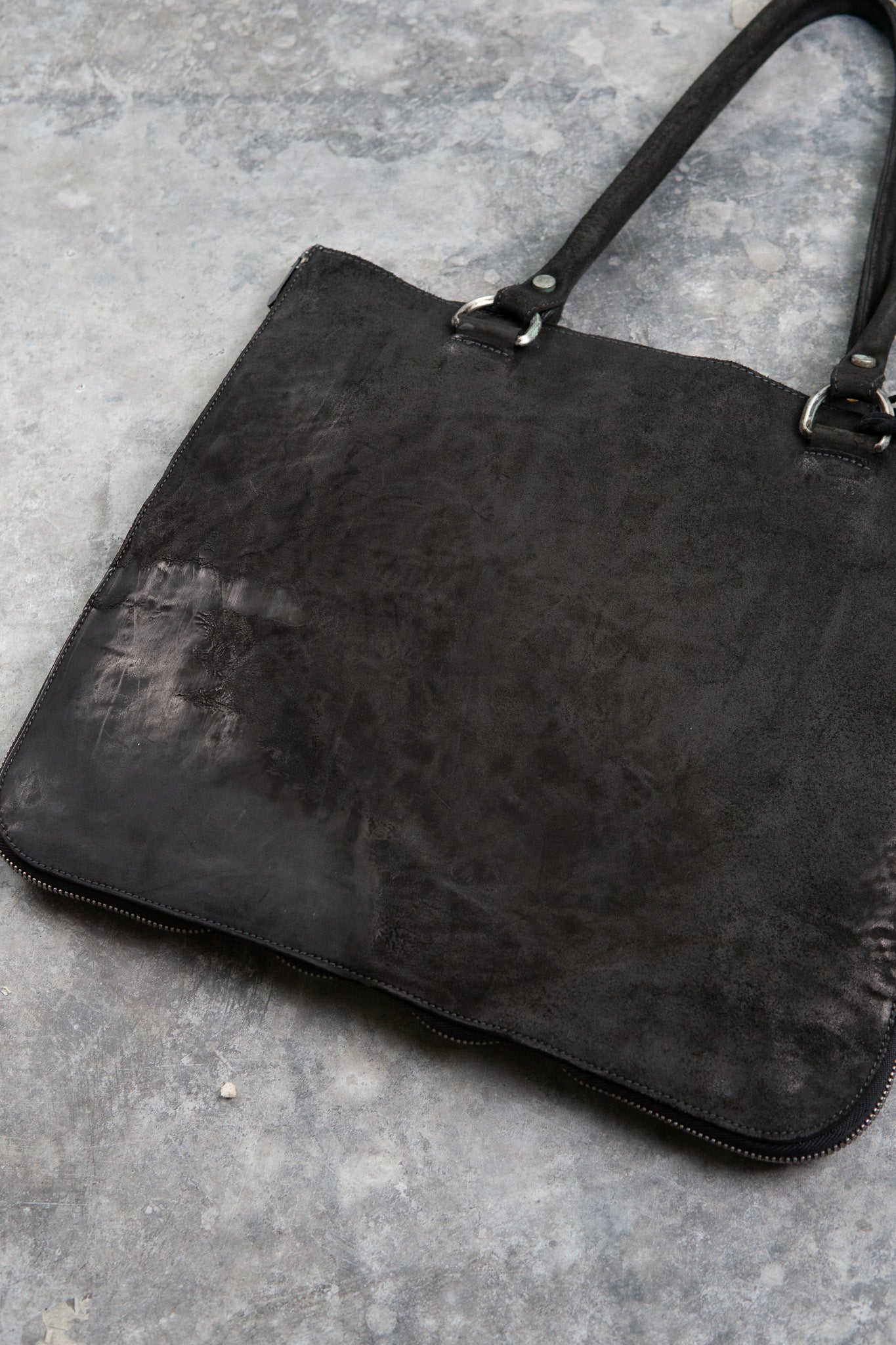 HORSE BUTT LEATHER BAG TOTO WB-2 UNLINED WITH MEDIUM PURSE AND GLASSES CASE PIECE DYED
