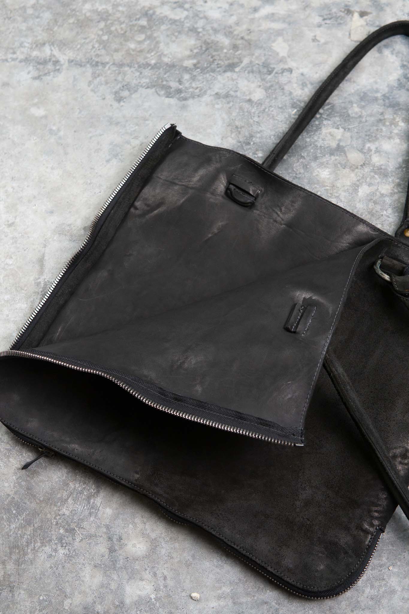 HORSE BUTT LEATHER BAG TOTO WB-2 UNLINED WITH MEDIUM PURSE AND GLASSES CASE PIECE DYED