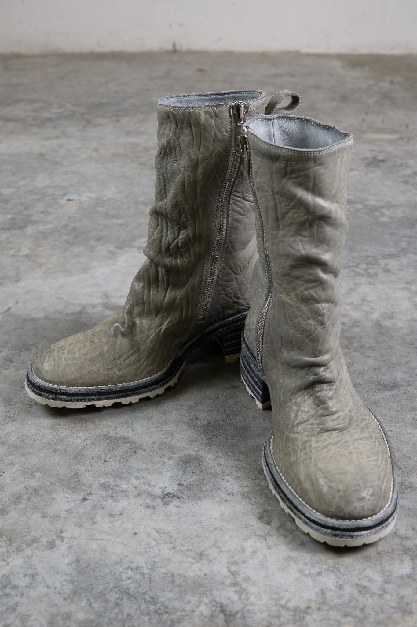 HORSE WHTE RG LEATHER SZ-1L SIDE ZIP LONG LINED #2LEATHER SOLES+VIBRAM PIECE DYED
