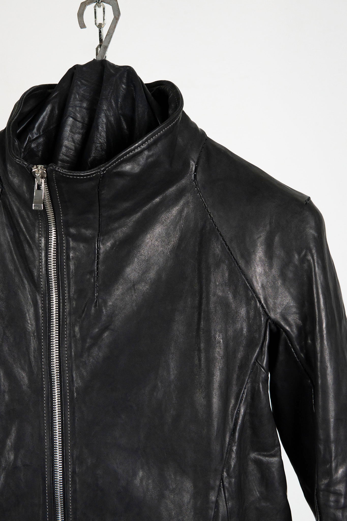HORSE LEATHER HI-COLLAR ZIP BLOUSON JB-1