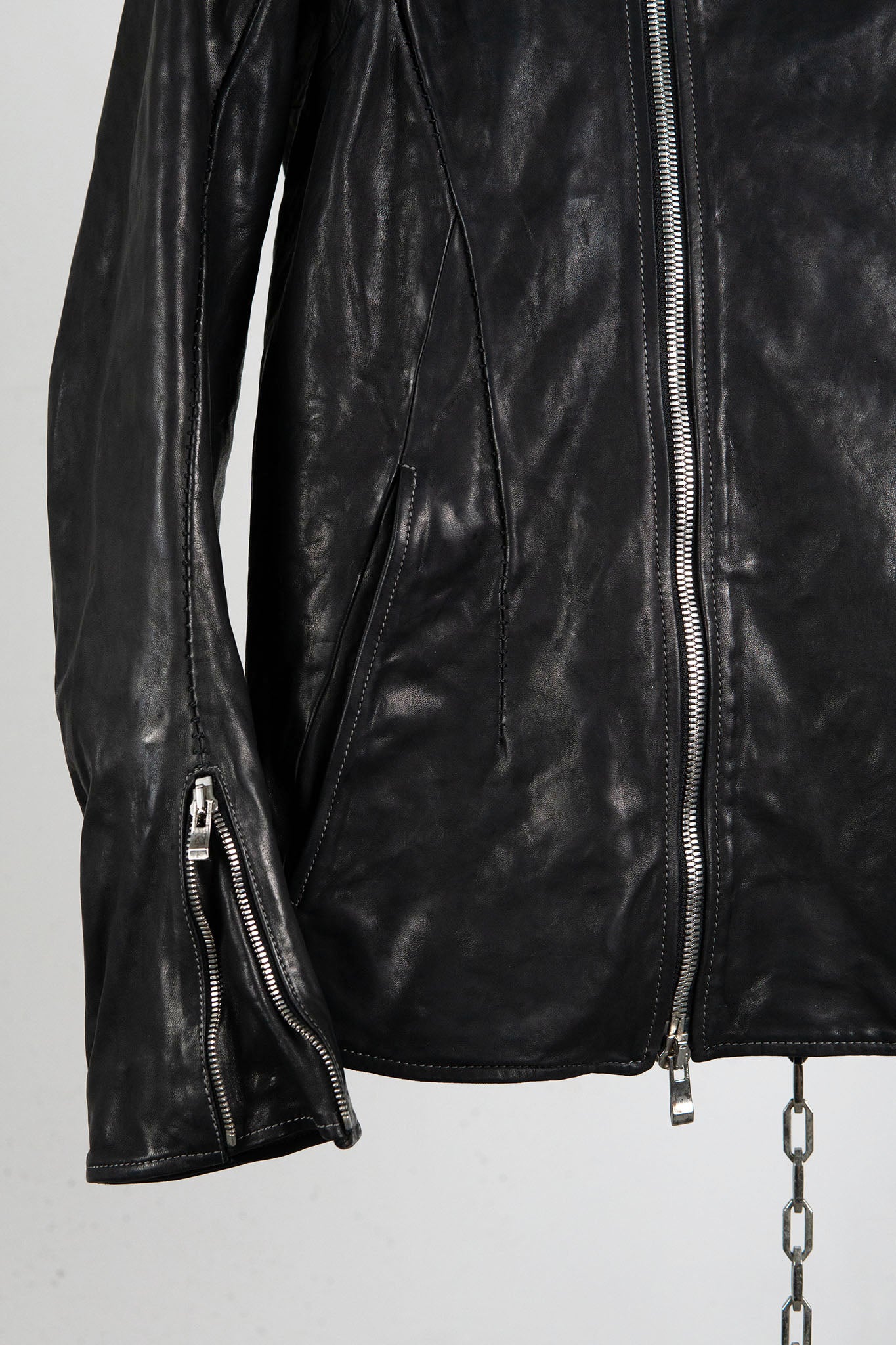 HORSE LEATHER HI-COLLAR ZIP BLOUSON JB-1