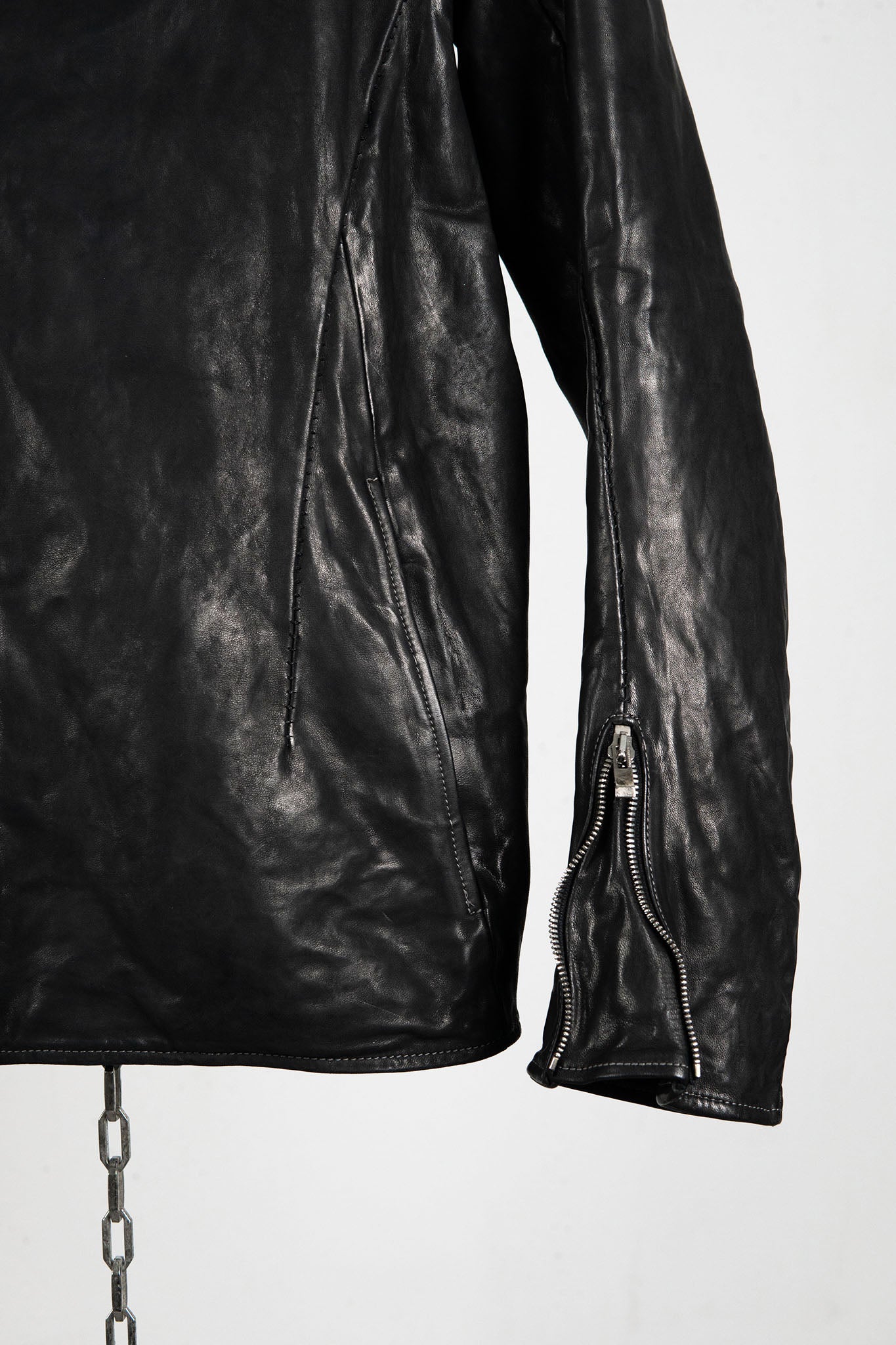 HORSE LEATHER HI-COLLAR ZIP BLOUSON JB-1