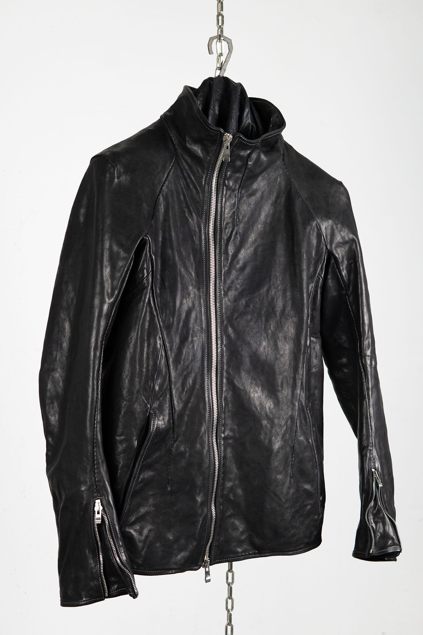 HORSE LEATHER HI-COLLAR ZIP BLOUSON JB-1