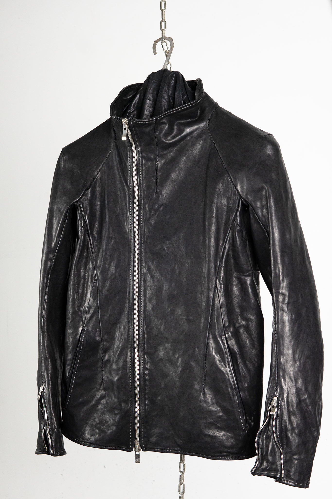 HORSE LEATHER HI-COLLAR ZIP BLOUSON JB-1