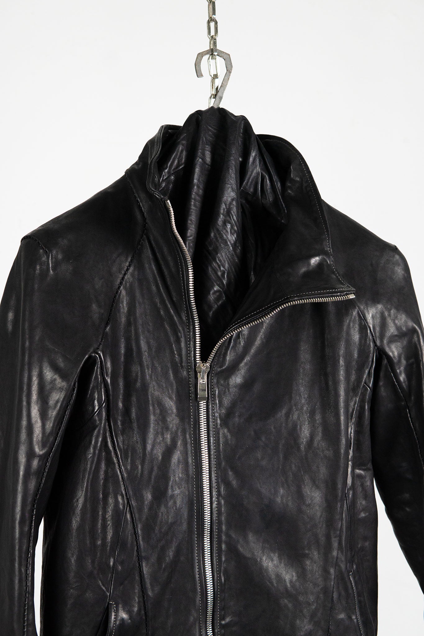 HORSE LEATHER HI-COLLAR ZIP BLOUSON JB-1