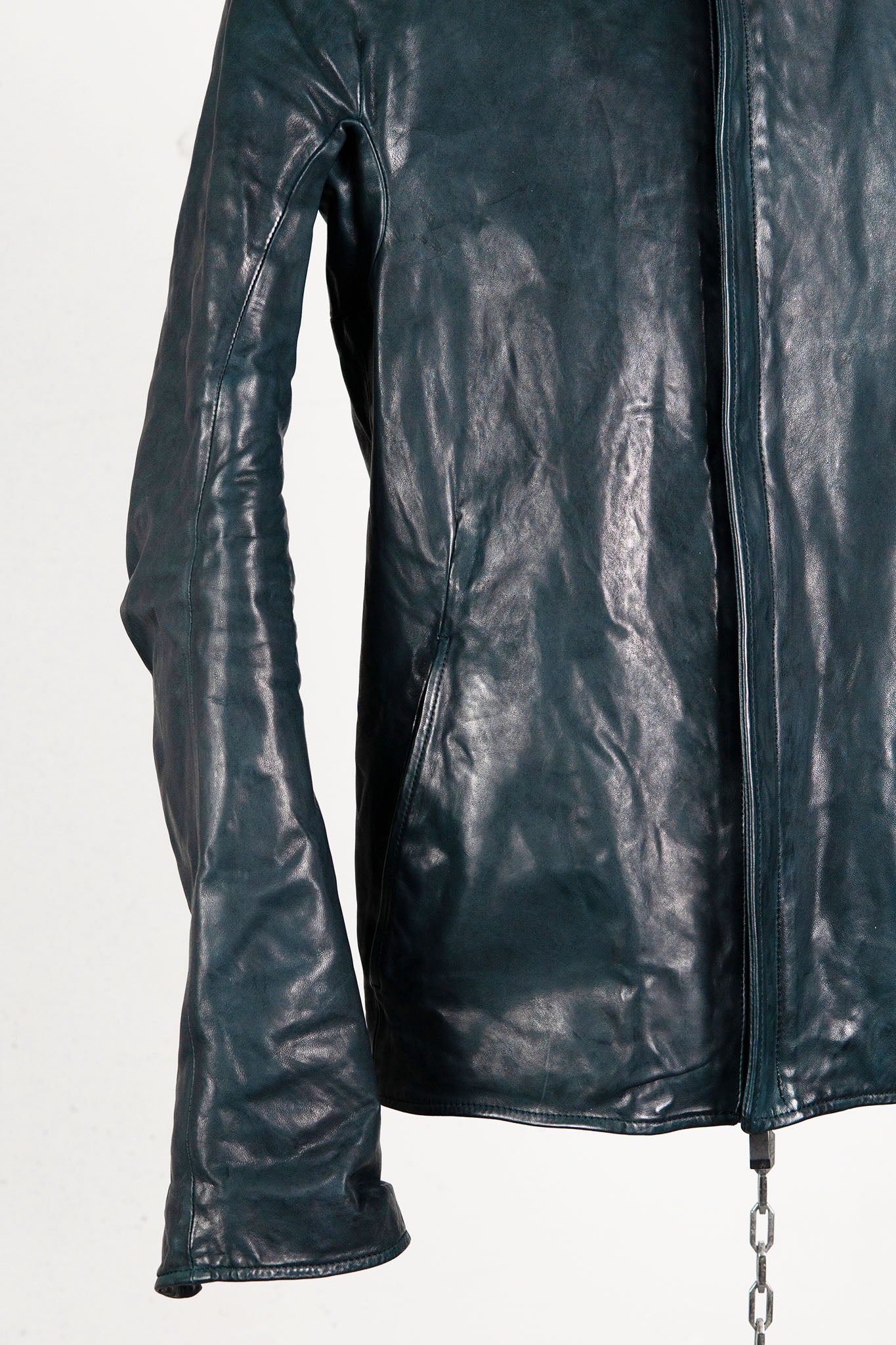 HORSE LEATHER COLLARLESS BIKER JACKET PMT-1 BLACK EDITION