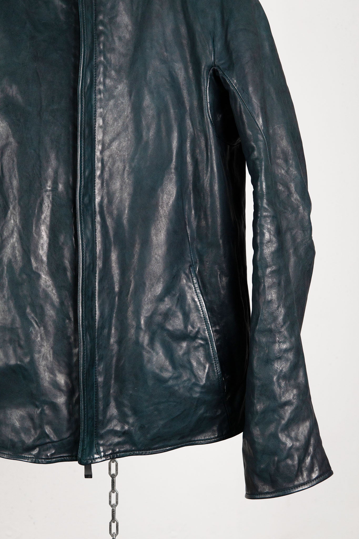 HORSE LEATHER COLLARLESS BIKER JACKET PMT-1 BLACK EDITION