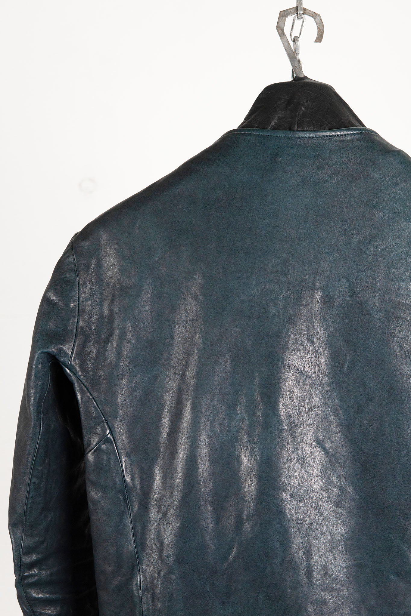 HORSE LEATHER COLLARLESS BIKER JACKET PMT-1 BLACK EDITION