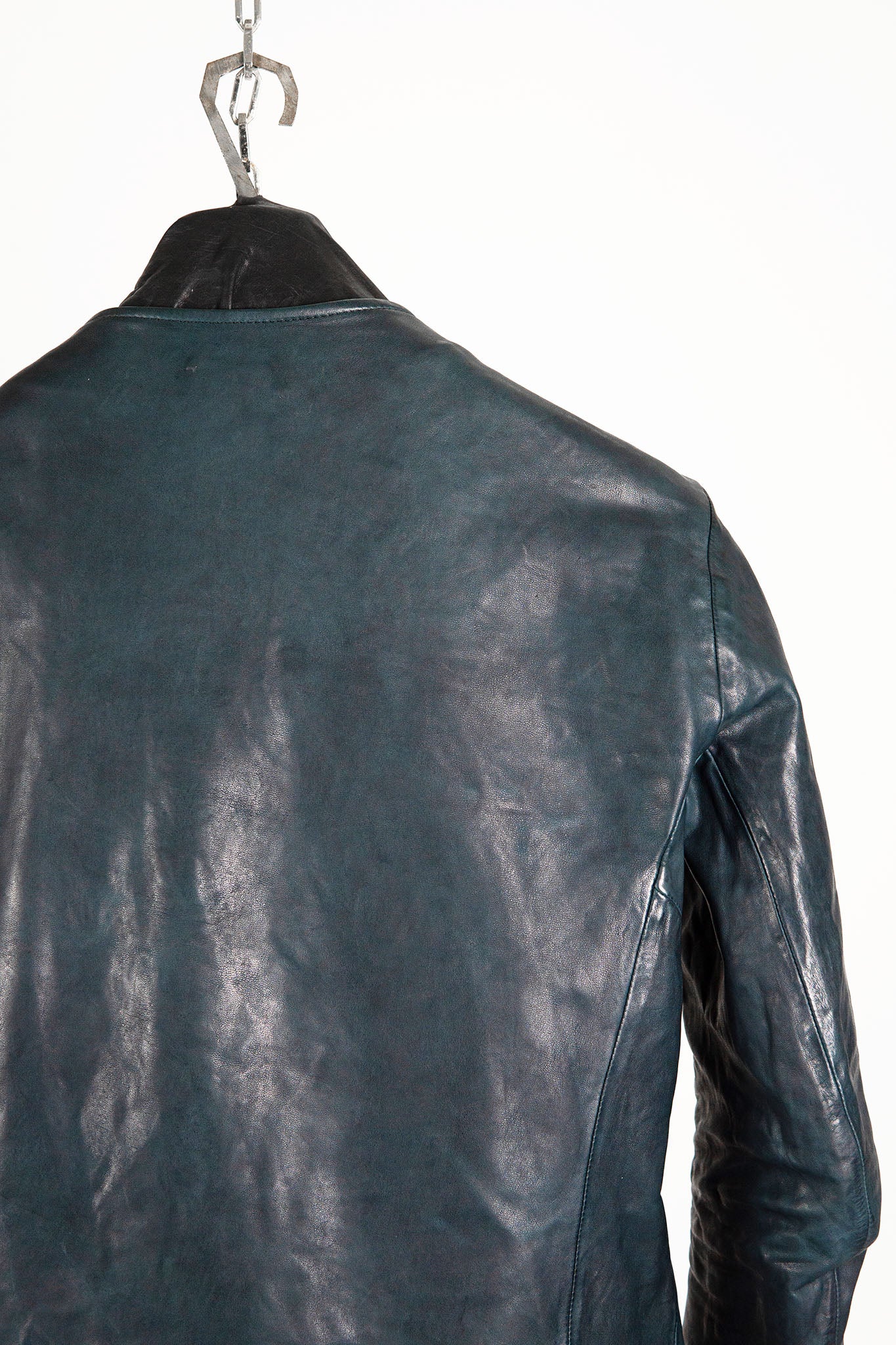 HORSE LEATHER COLLARLESS BIKER JACKET PMT-1 BLACK EDITION