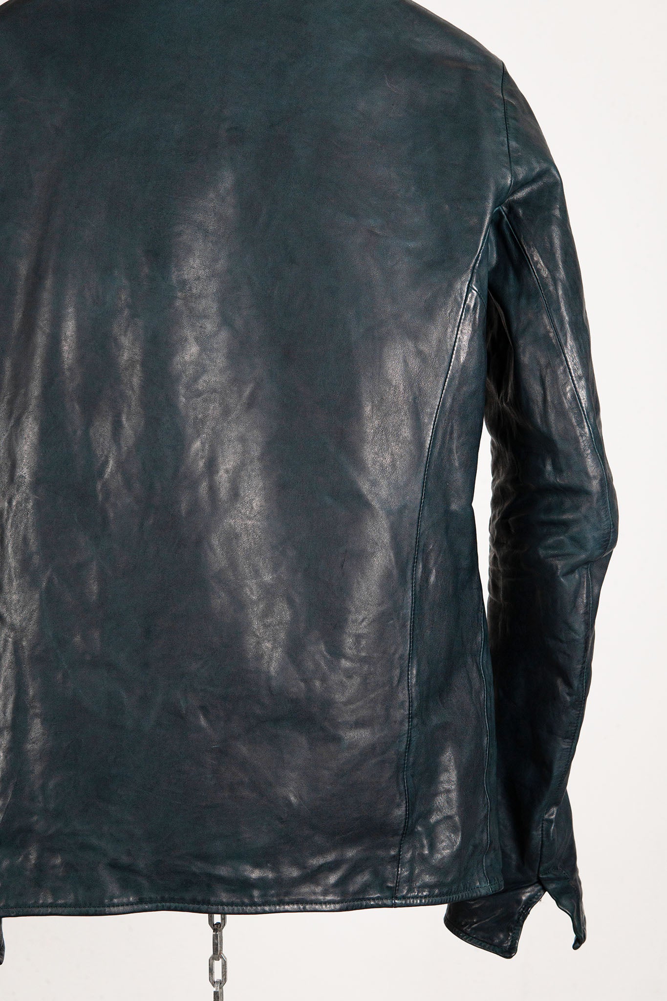 HORSE LEATHER COLLARLESS BIKER JACKET PMT-1 BLACK EDITION