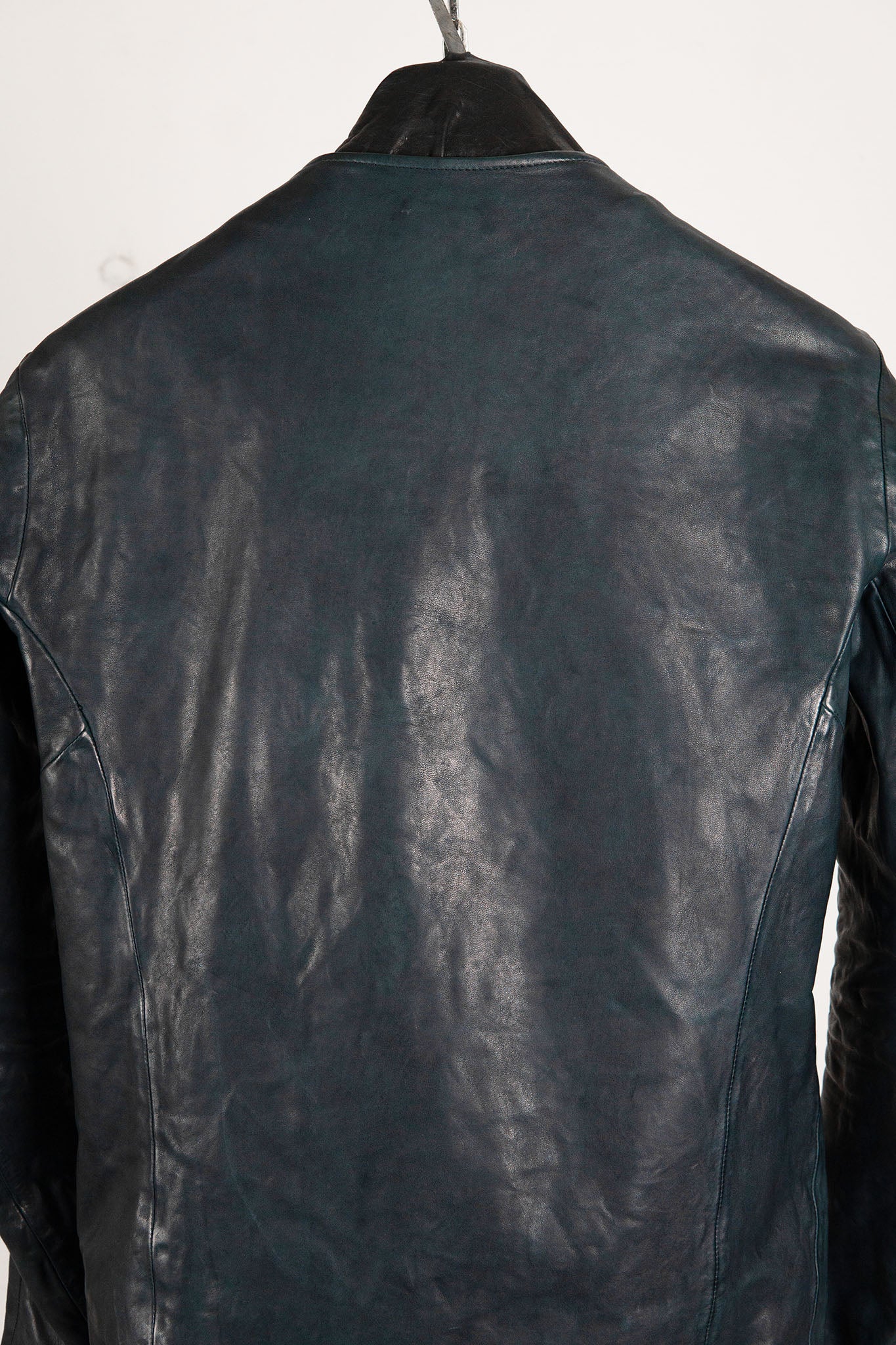 HORSE LEATHER COLLARLESS BIKER JACKET PMT-1 BLACK EDITION