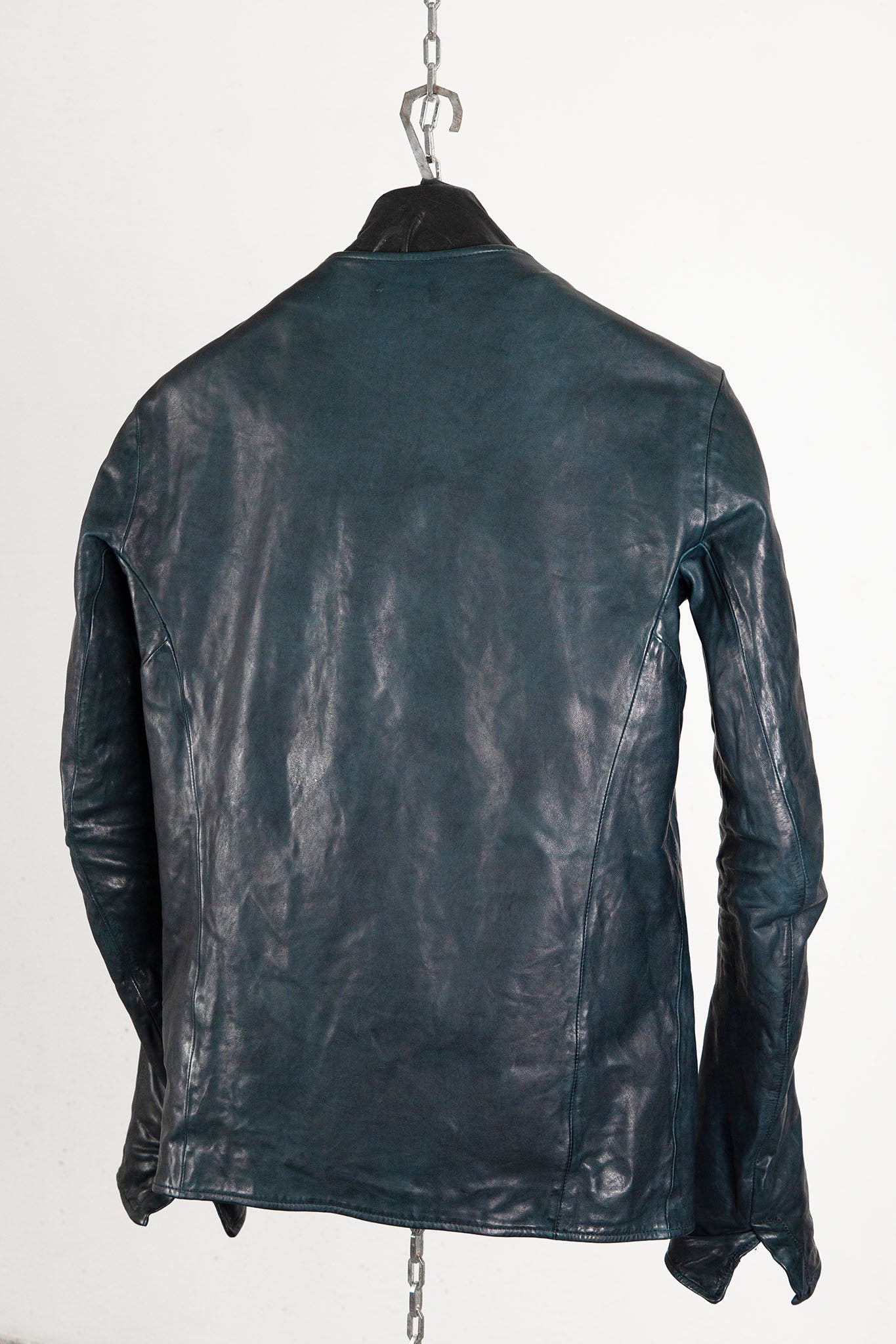 HORSE LEATHER COLLARLESS BIKER JACKET PMT-1 BLACK EDITION