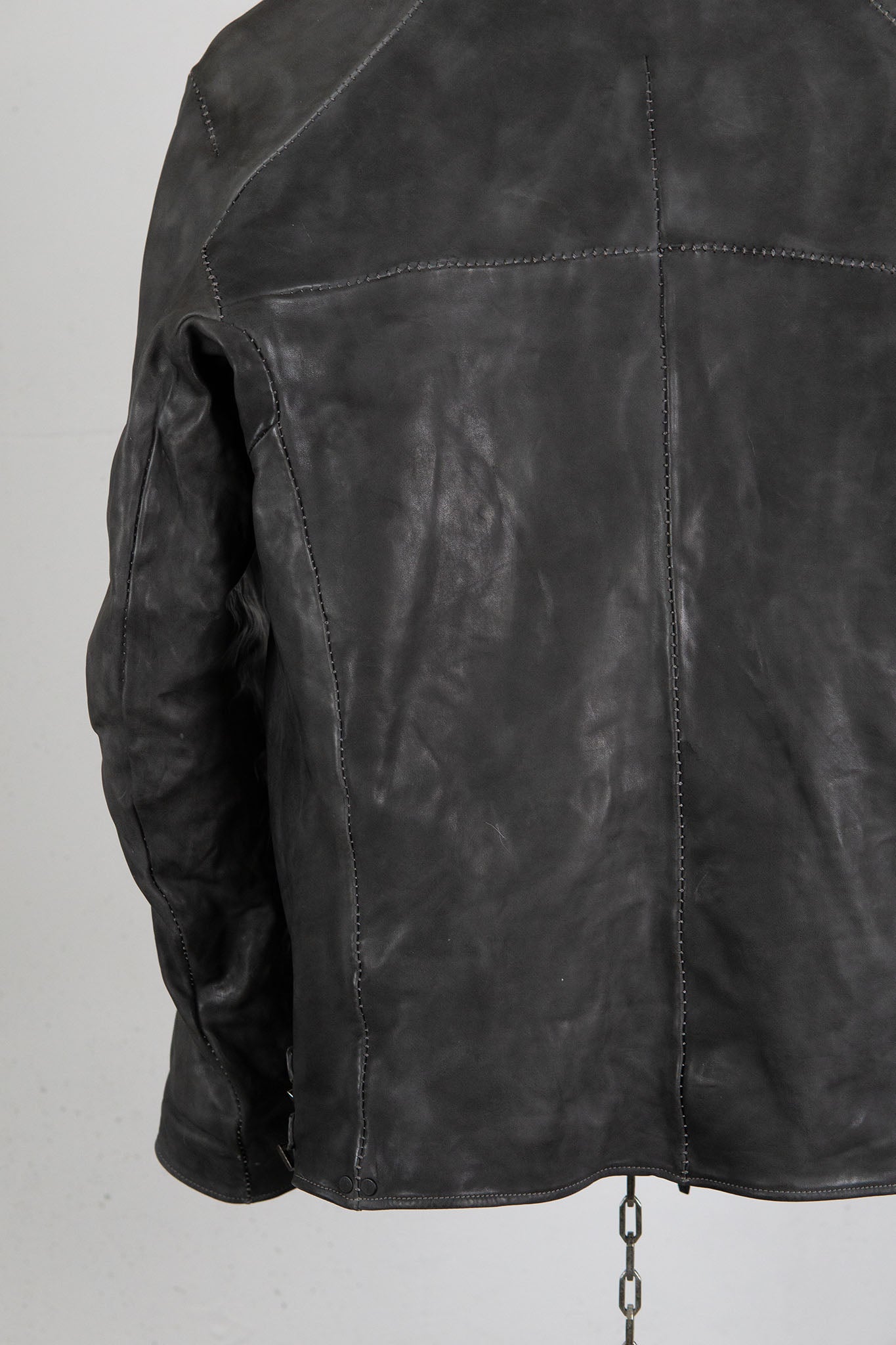 HORSE LEATHER DOUBLE BREAST MOTO LINED MB-2S WITH SHEARLING COLLAR