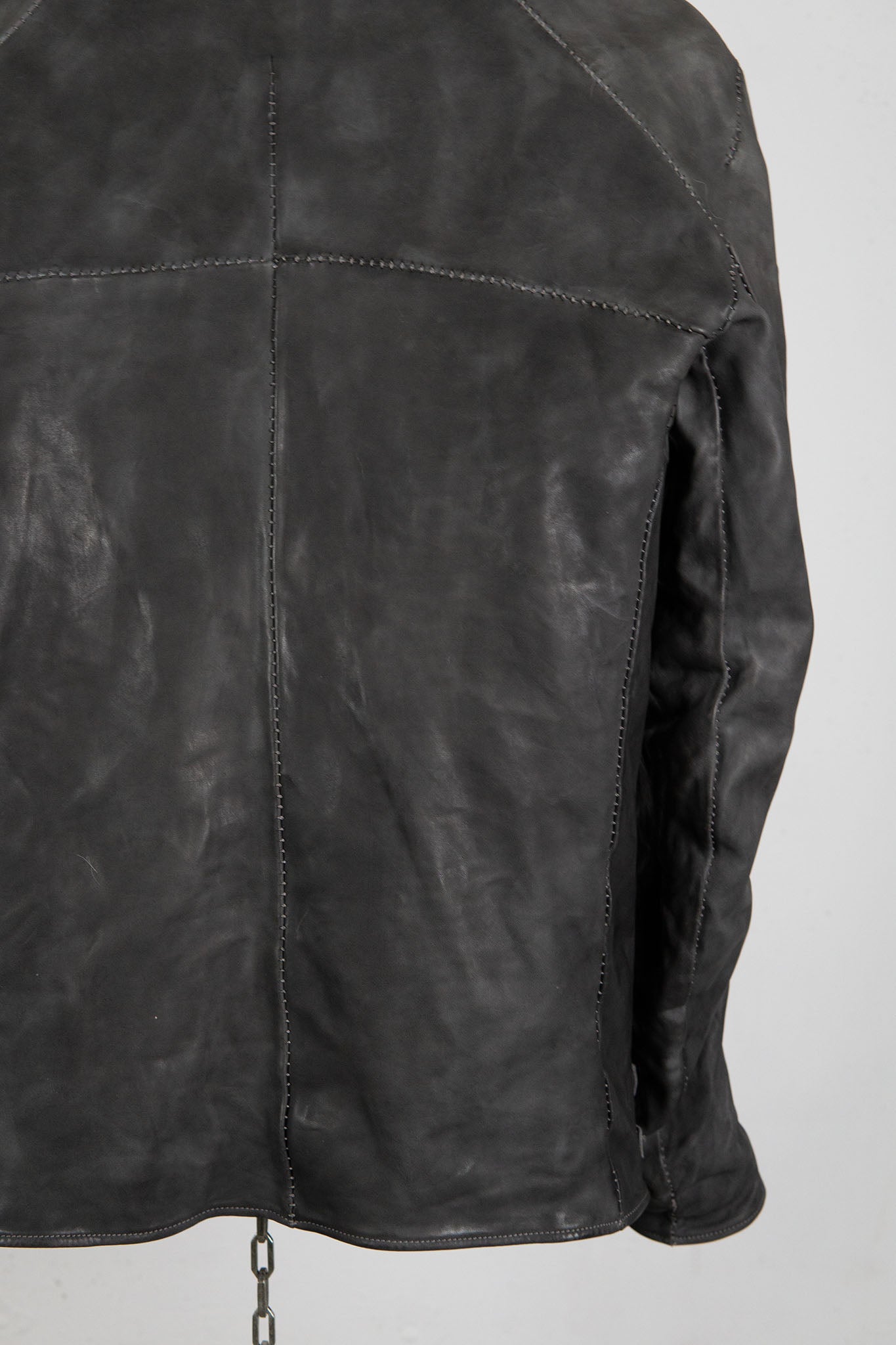HORSE LEATHER DOUBLE BREAST MOTO LINED MB-2S WITH SHEARLING COLLAR