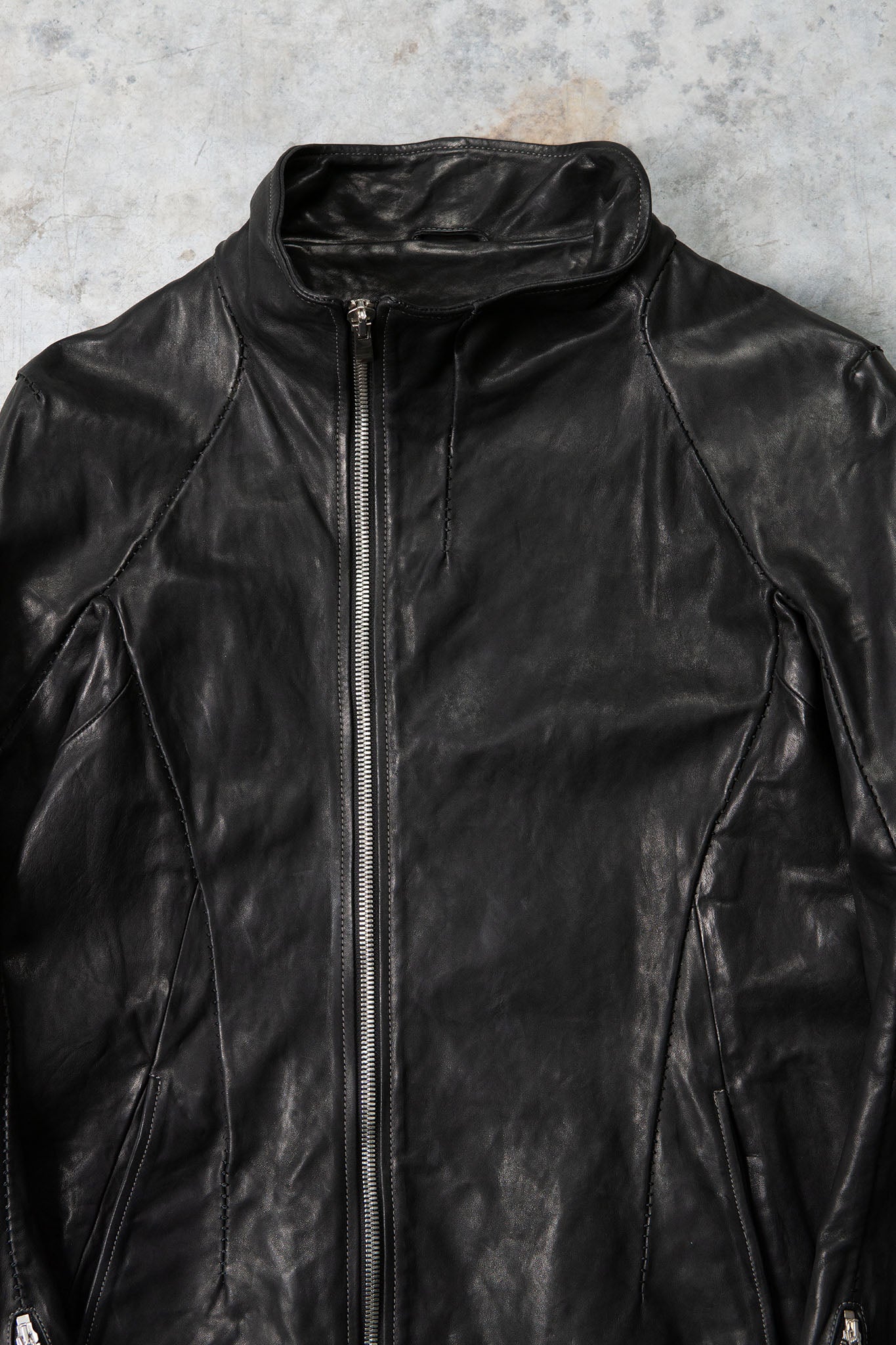 HORSE LEATHER HI-COLLAR ZIP BLOUSON JB-1