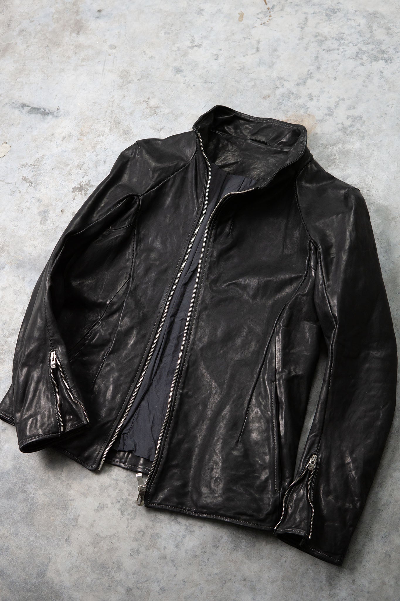 HORSE LEATHER HI-COLLAR ZIP BLOUSON JB-1