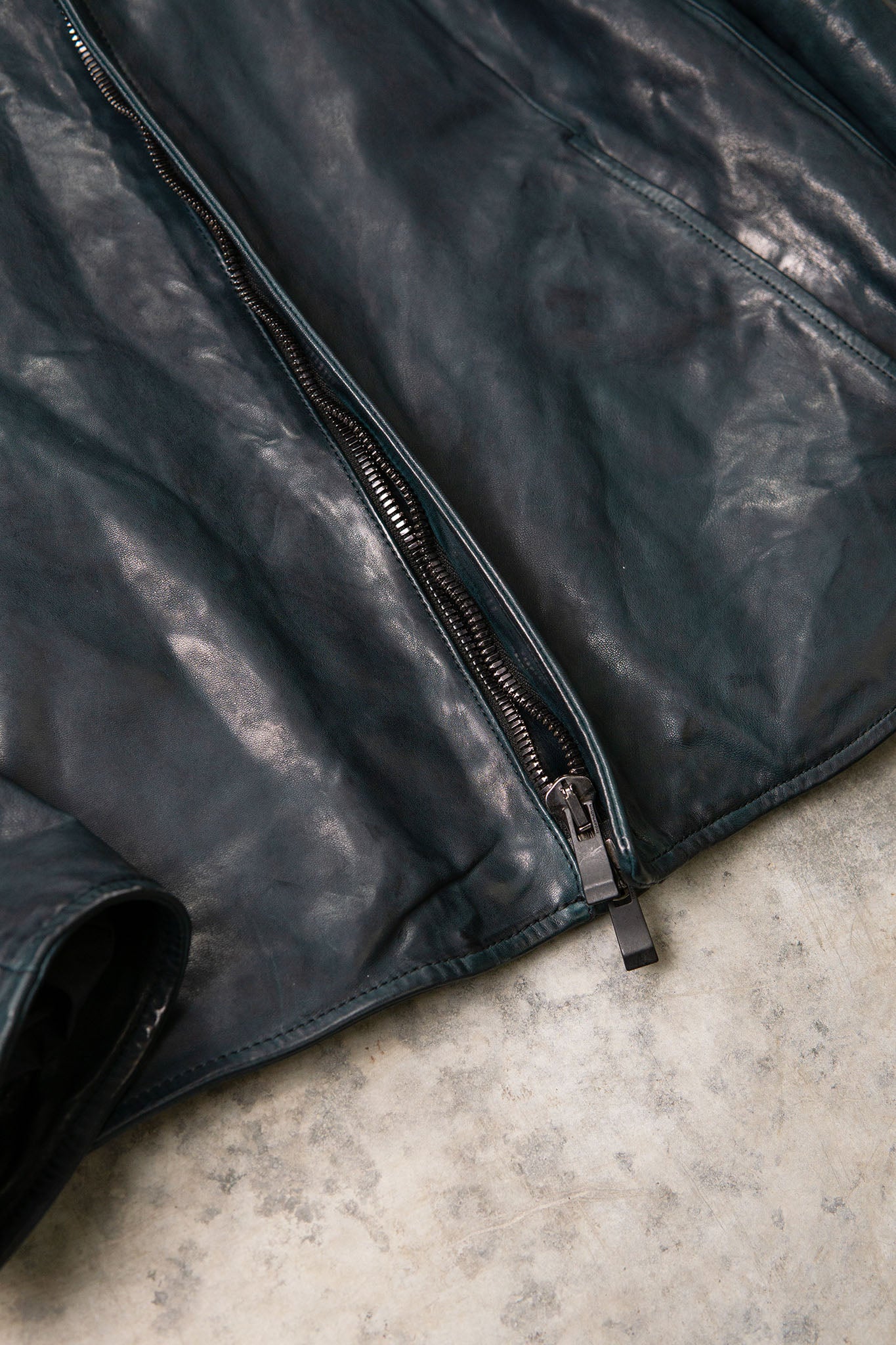 HORSE LEATHER COLLARLESS BIKER JACKET PMT-1 BLACK EDITION