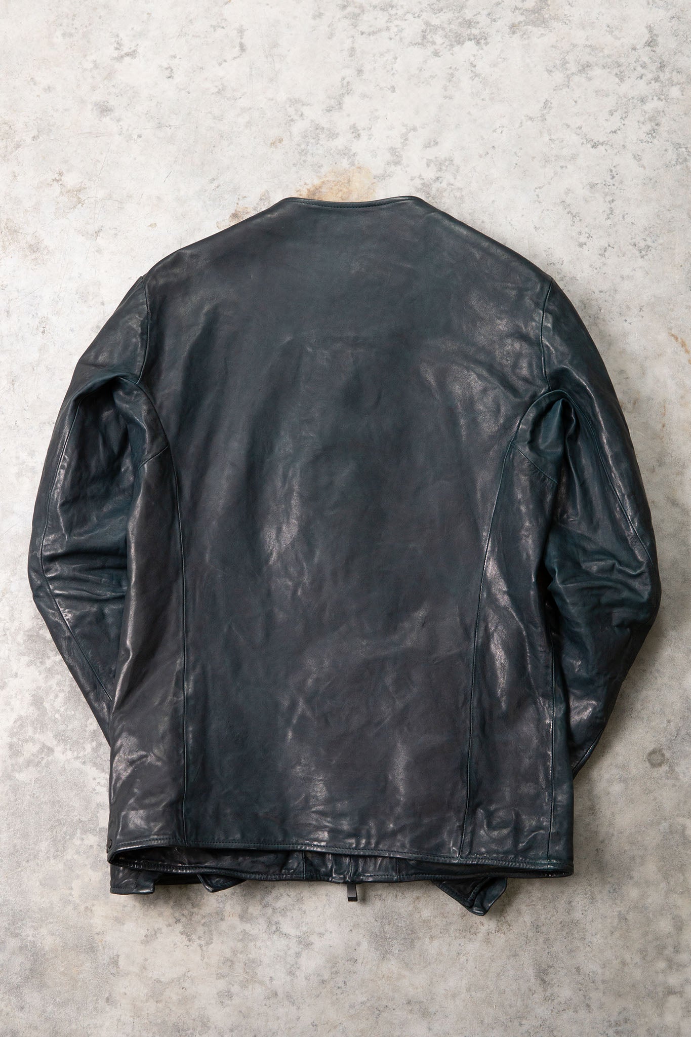 HORSE LEATHER COLLARLESS BIKER JACKET PMT-1 BLACK EDITION