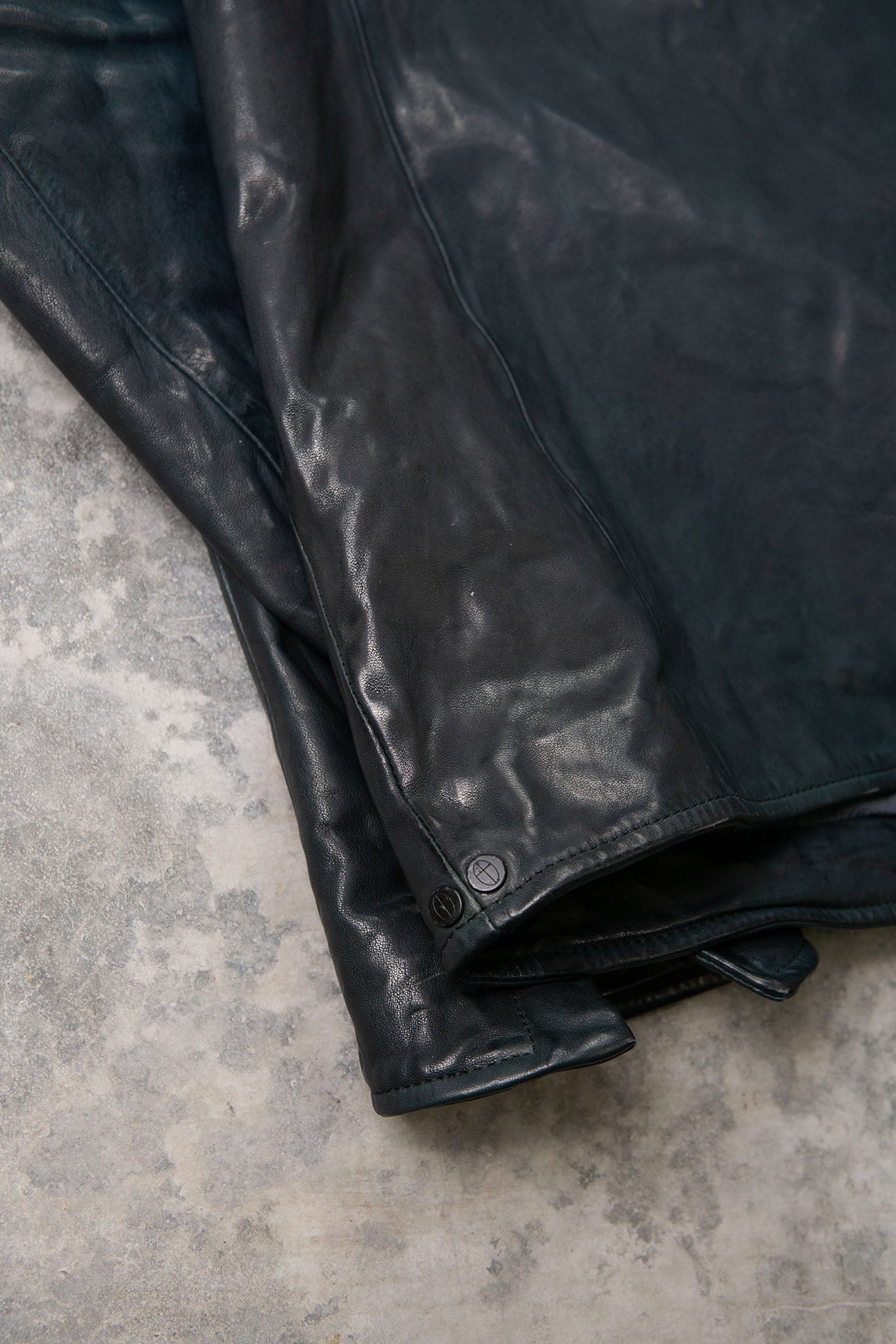 HORSE LEATHER COLLARLESS BIKER JACKET PMT-1 BLACK EDITION