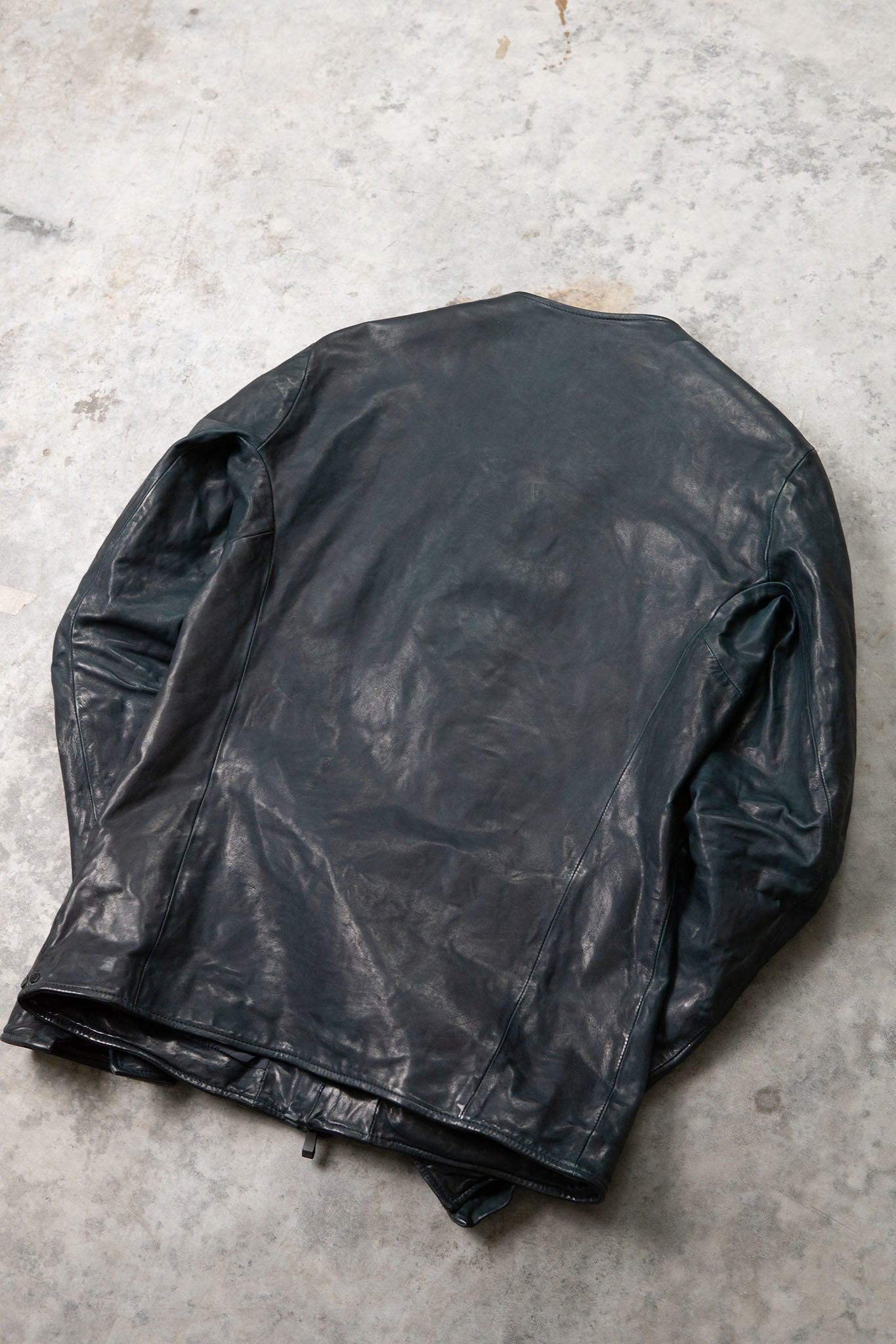 HORSE LEATHER COLLARLESS BIKER JACKET PMT-1 BLACK EDITION