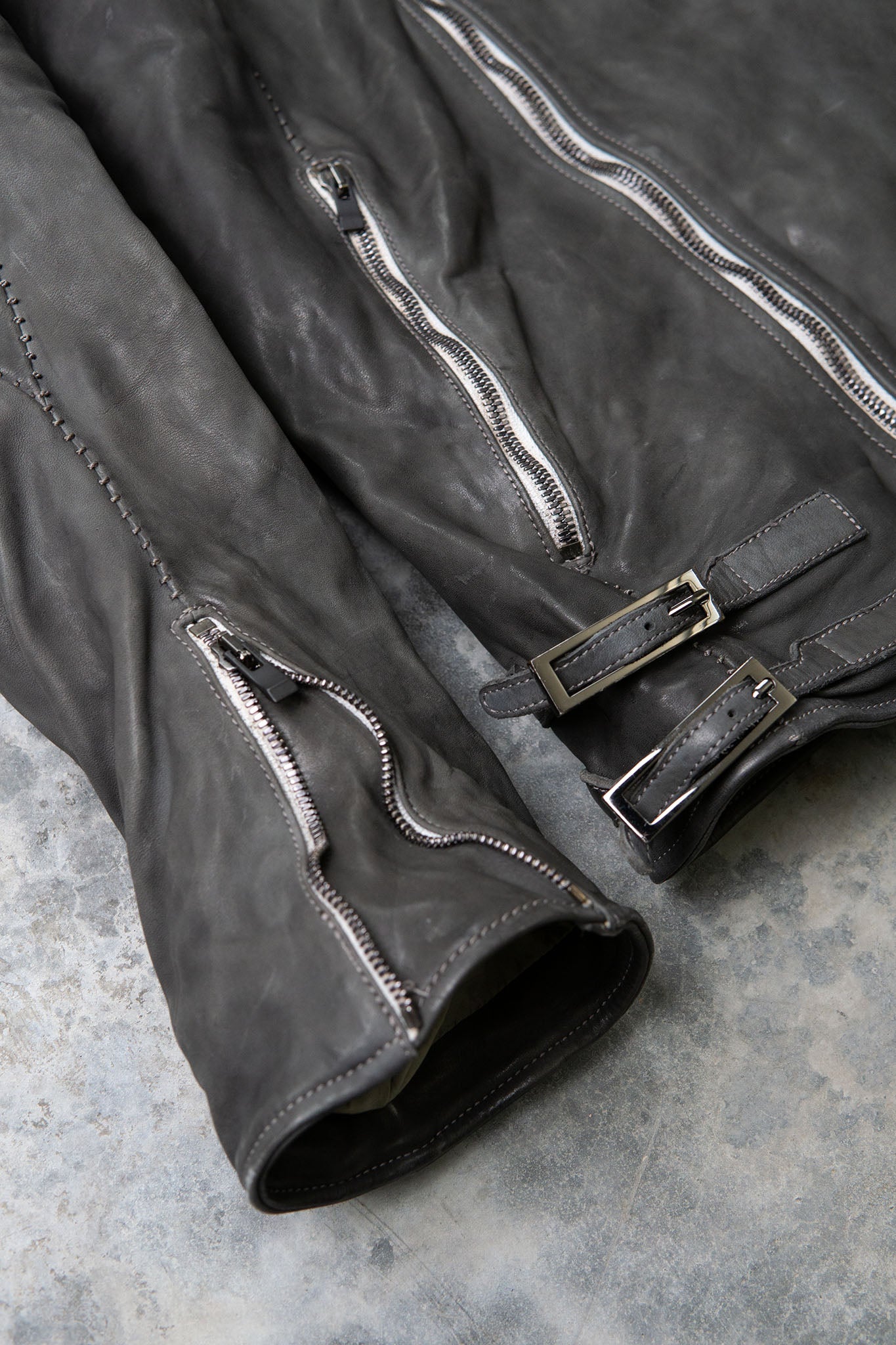 HORSE LEATHER DOUBLE BREAST MOTO LINED MB-2S WITH SHEARLING COLLAR