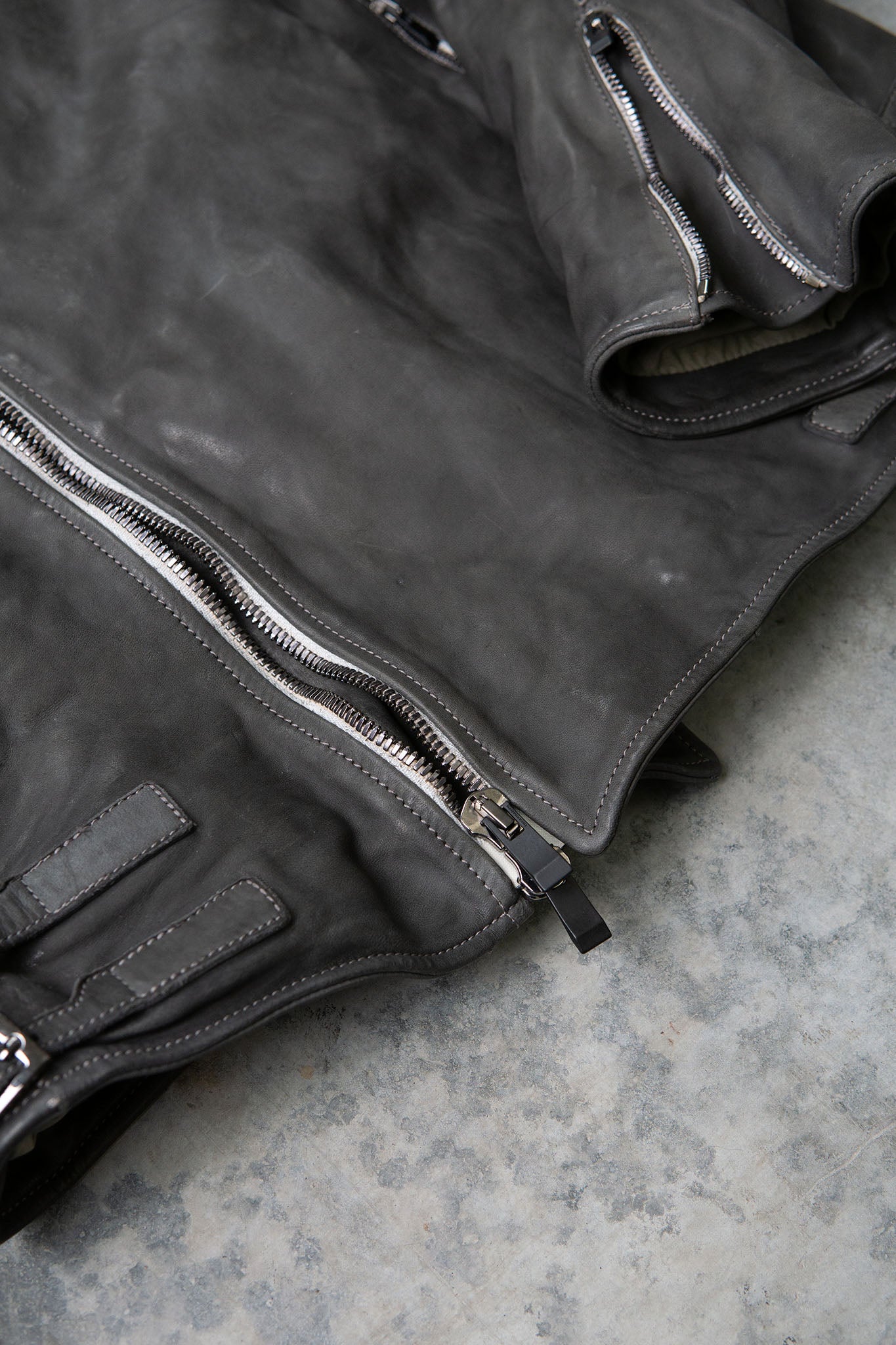 HORSE LEATHER DOUBLE BREAST MOTO LINED MB-2S WITH SHEARLING COLLAR