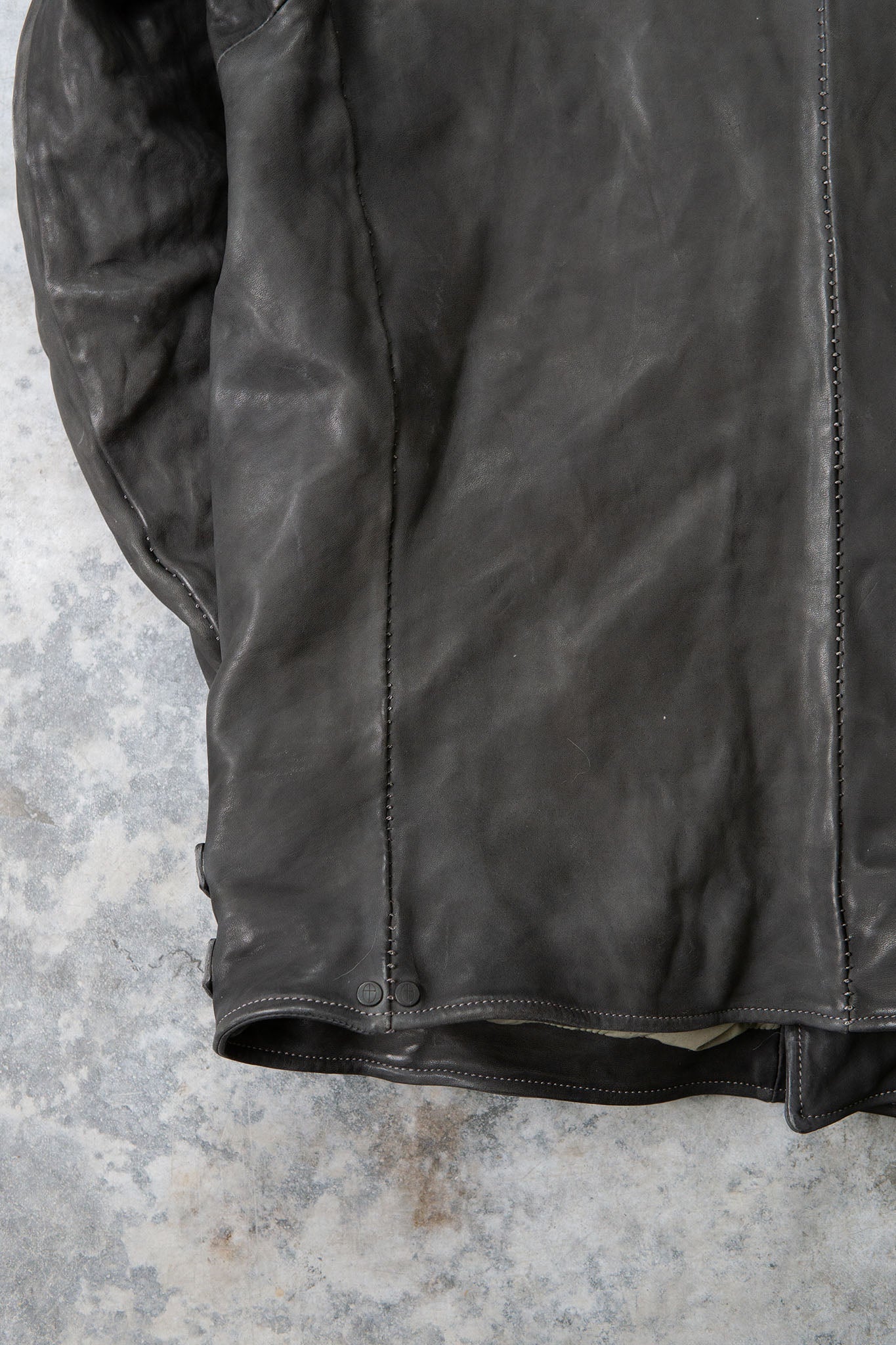 HORSE LEATHER DOUBLE BREAST MOTO LINED MB-2S WITH SHEARLING COLLAR