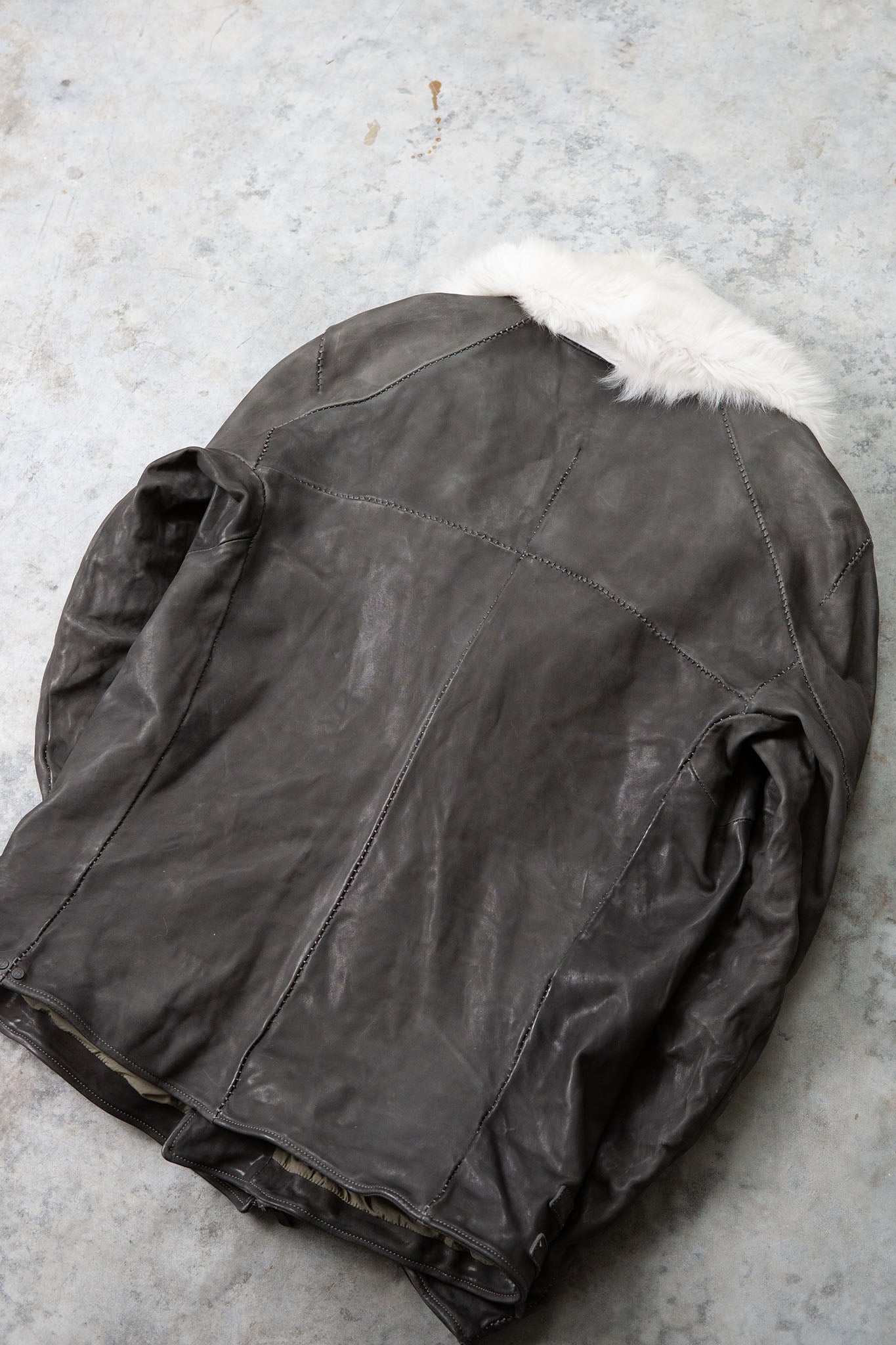 HORSE LEATHER DOUBLE BREAST MOTO LINED MB-2S WITH SHEARLING COLLAR