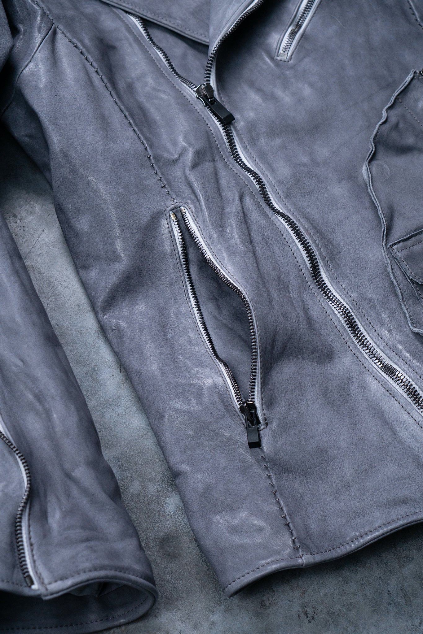HORSE WHITE LEATHER DOUBLE BREAST MILITARY MOTO OVER POCKET MB-2 WITH SHEARLING COLLAR