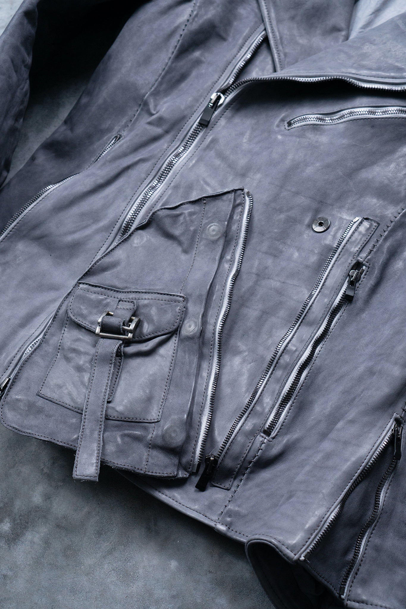 HORSE WHITE LEATHER DOUBLE BREAST MILITARY MOTO OVER POCKET MB-2 WITH SHEARLING COLLAR