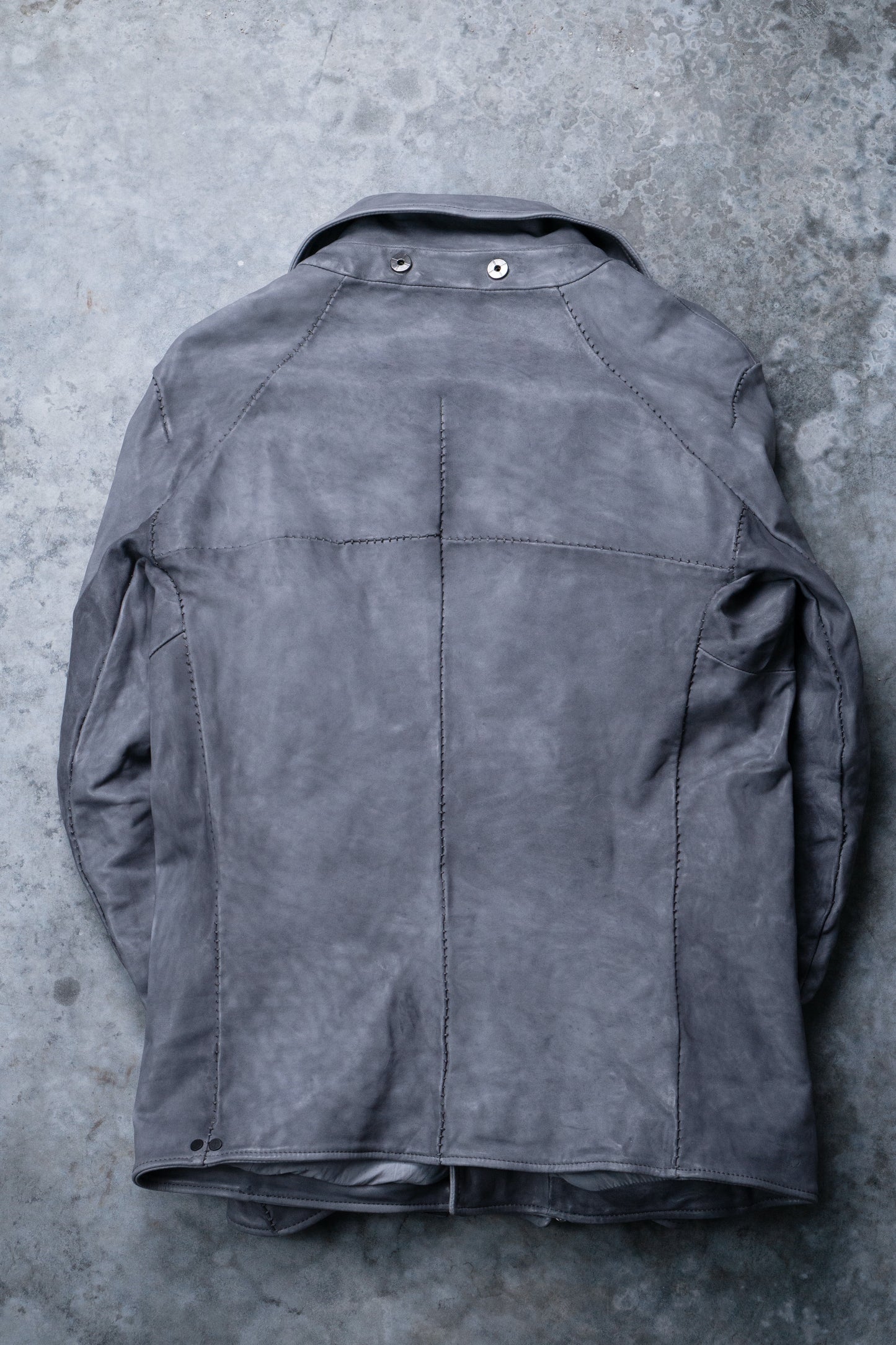 HORSE WHITE LEATHER DOUBLE BREAST MILITARY MOTO OVER POCKET MB-2 WITH SHEARLING COLLAR