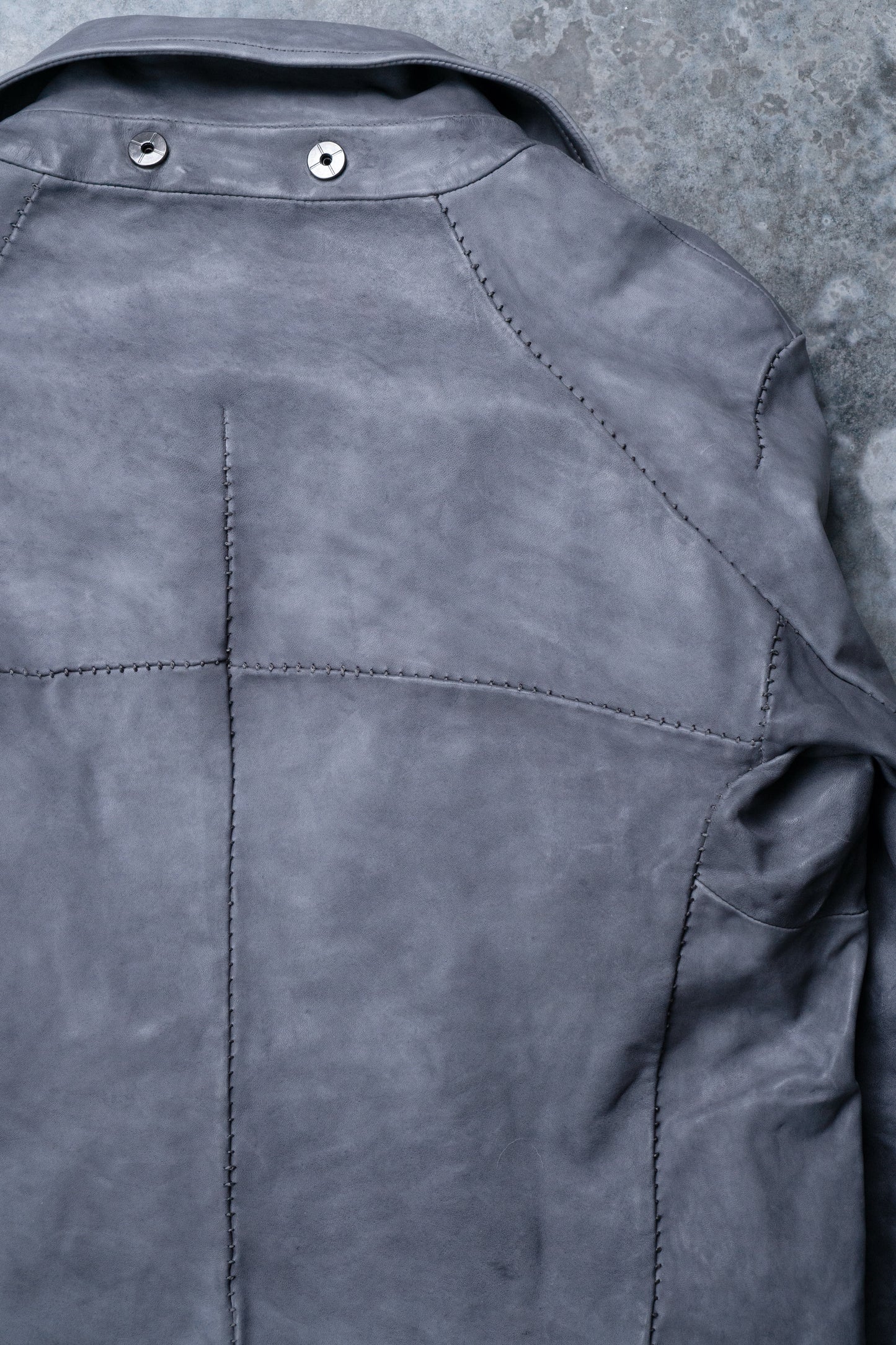 HORSE WHITE LEATHER DOUBLE BREAST MILITARY MOTO OVER POCKET MB-2 WITH SHEARLING COLLAR