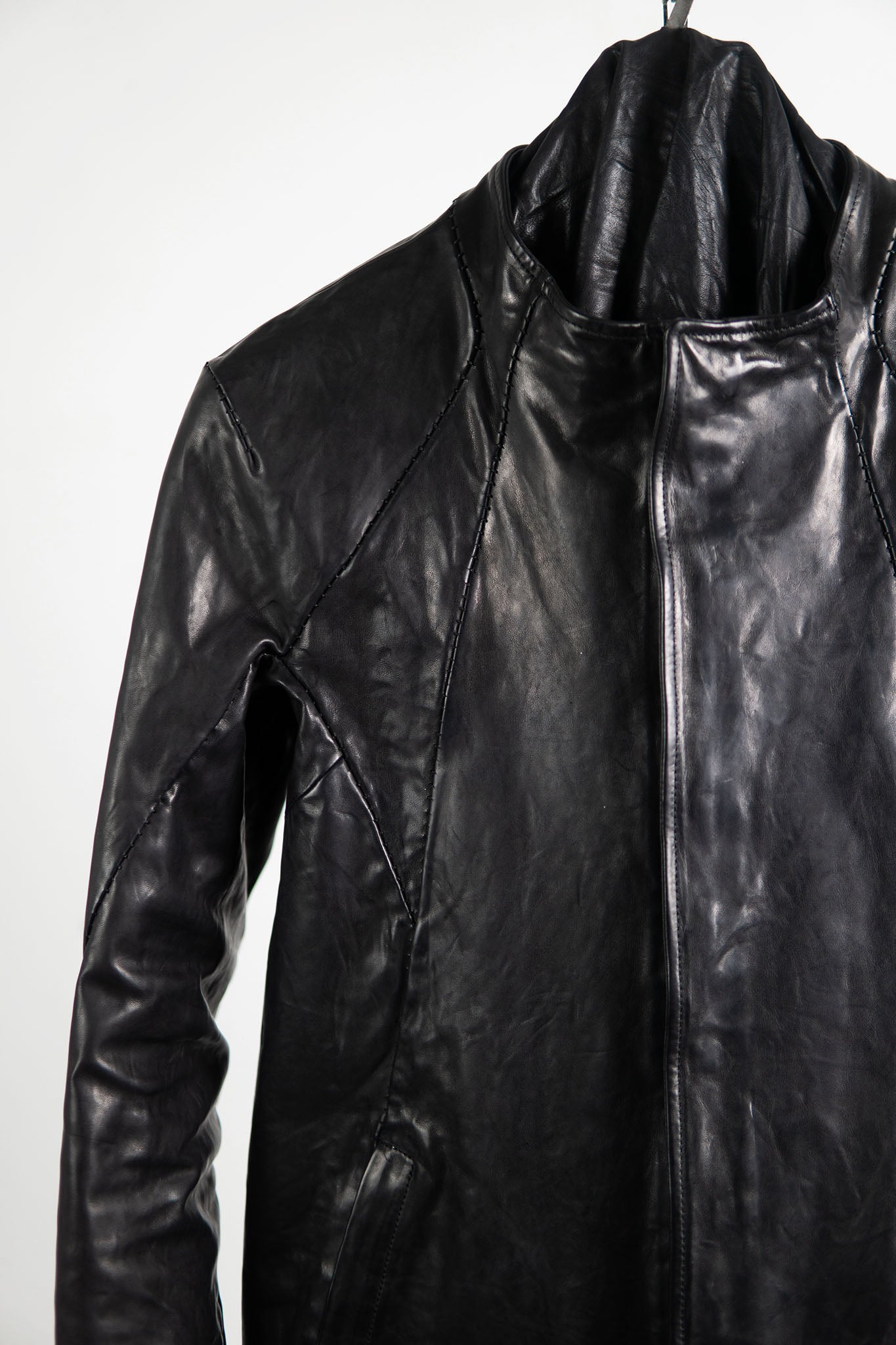HORSE LEATHER COLLARLESS BIKER JACKET JB-8
