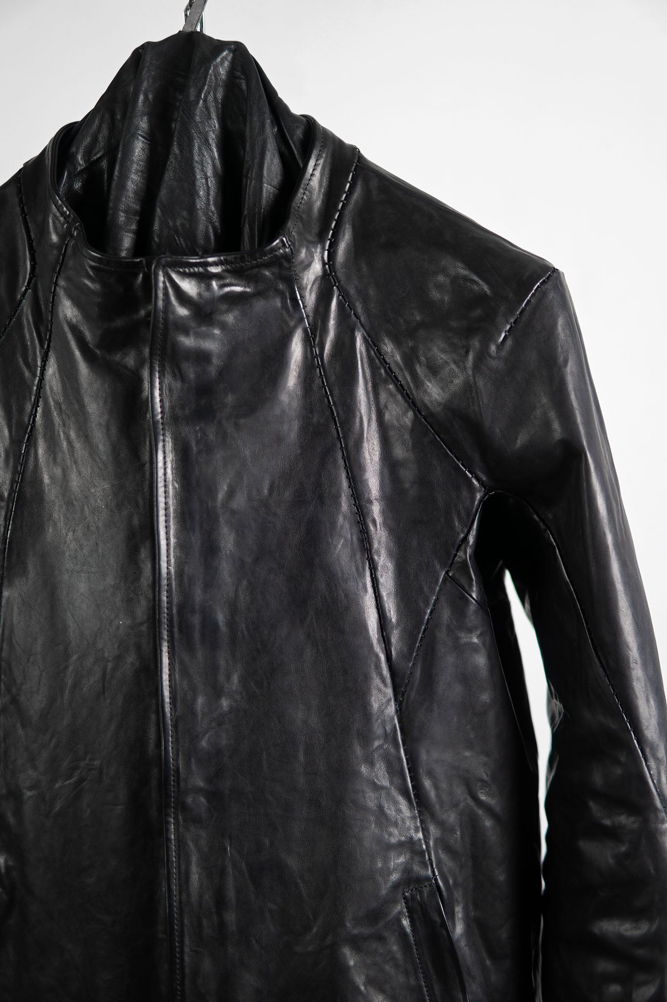 HORSE LEATHER COLLARLESS BIKER JACKET JB-8
