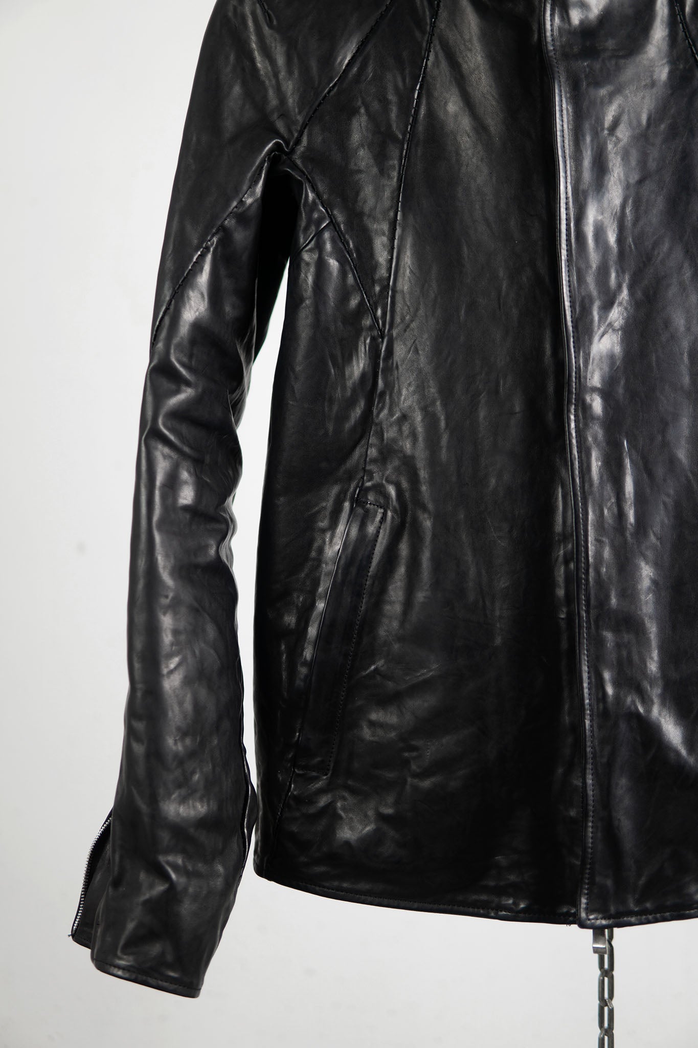 HORSE LEATHER COLLARLESS BIKER JACKET JB-8