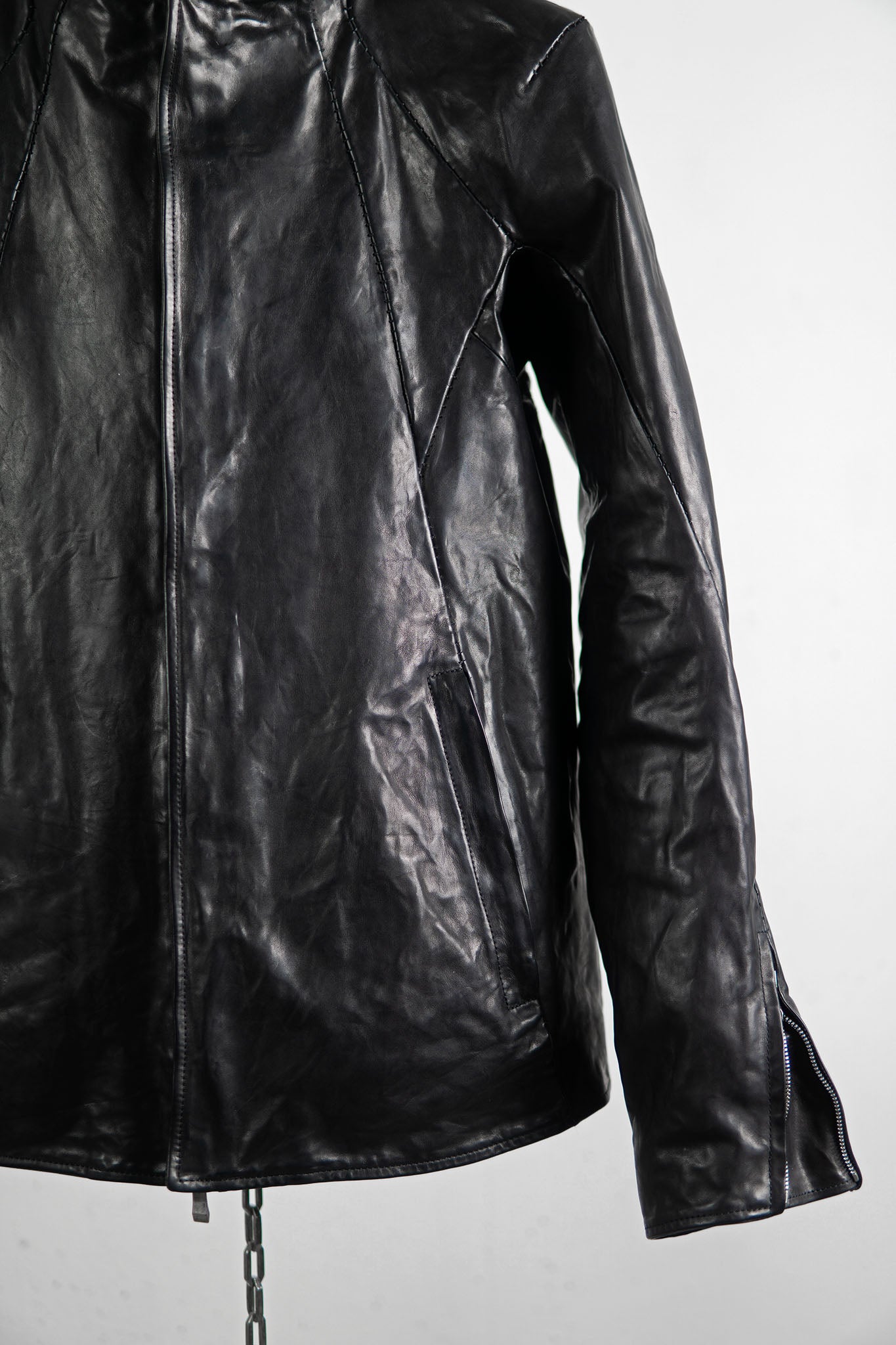 HORSE LEATHER COLLARLESS BIKER JACKET JB-8