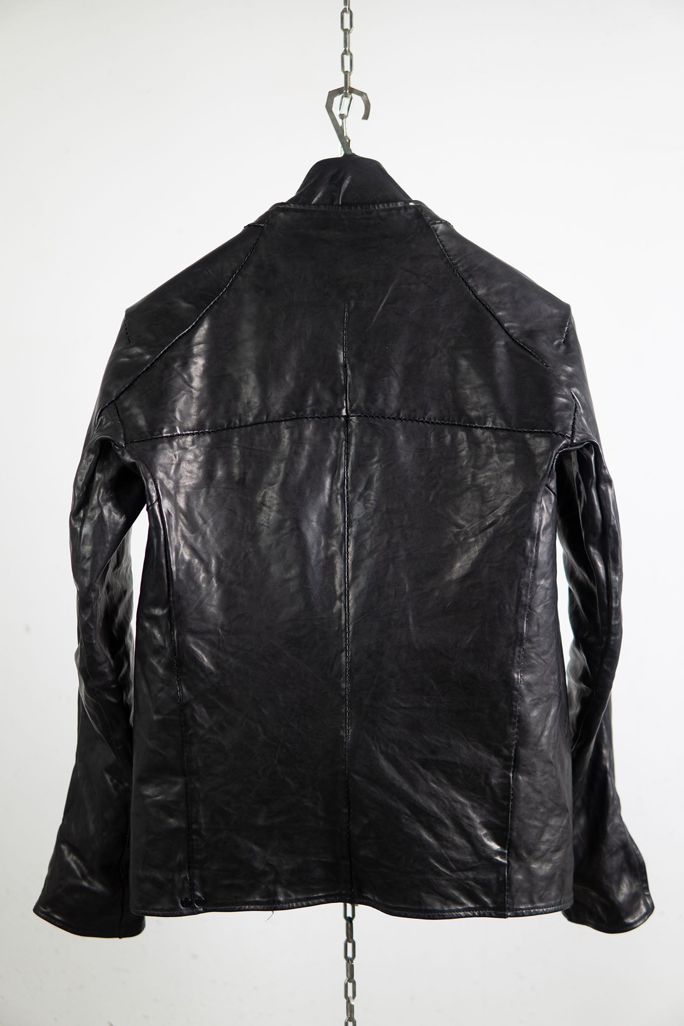 HORSE LEATHER COLLARLESS BIKER JACKET JB-8