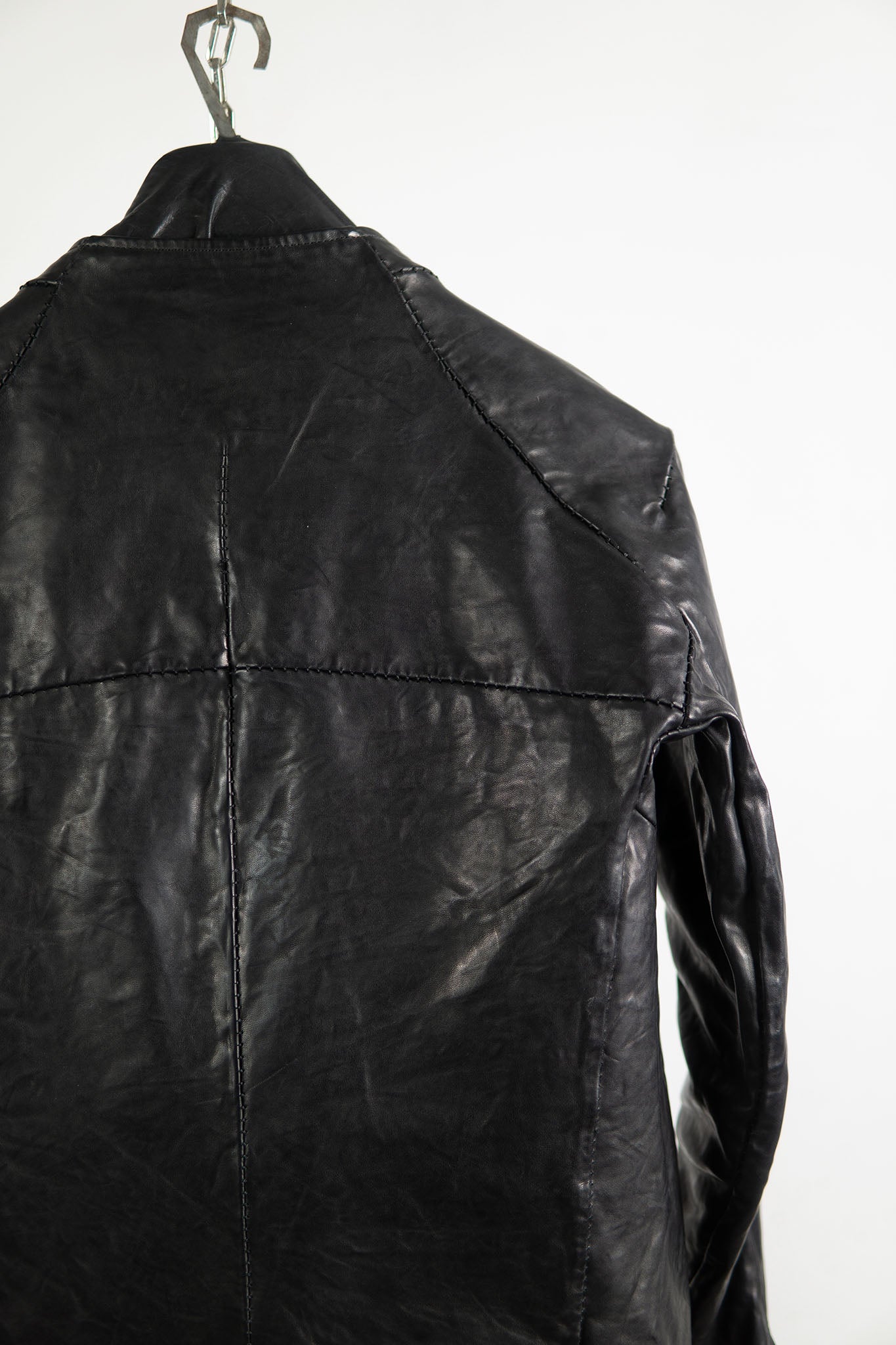 HORSE LEATHER COLLARLESS BIKER JACKET JB-8