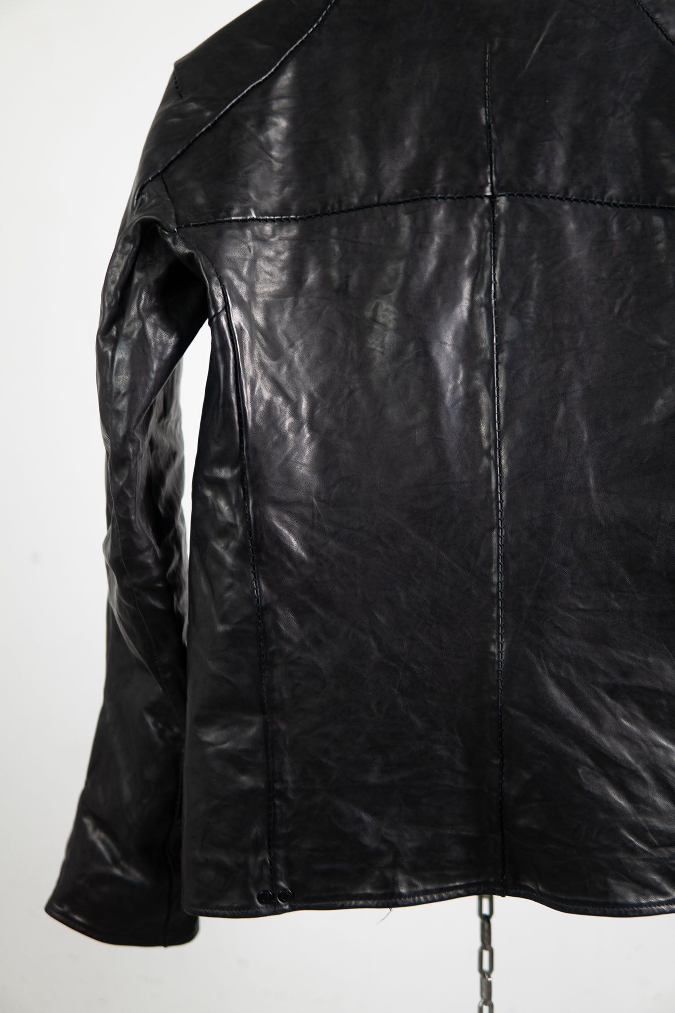 HORSE LEATHER COLLARLESS BIKER JACKET JB-8