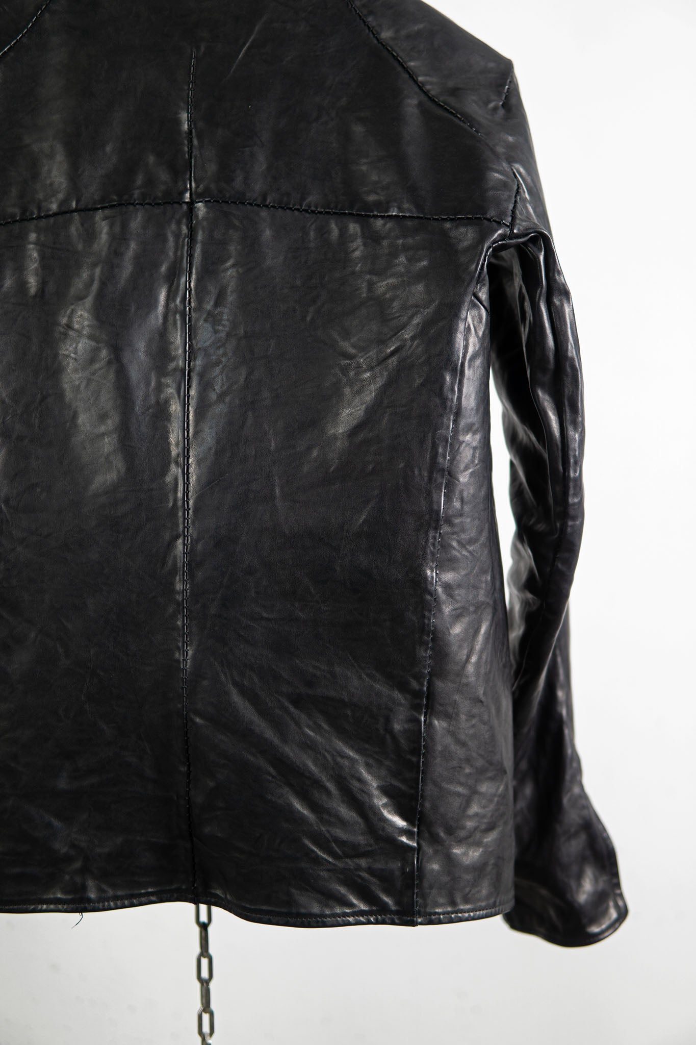 HORSE LEATHER COLLARLESS BIKER JACKET JB-8