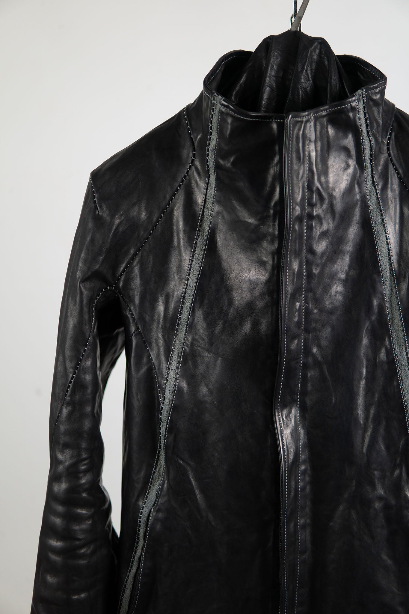 HORSE LEATHER HIGH COLLAR JACKET W/ELASTIC LINED JB-7E