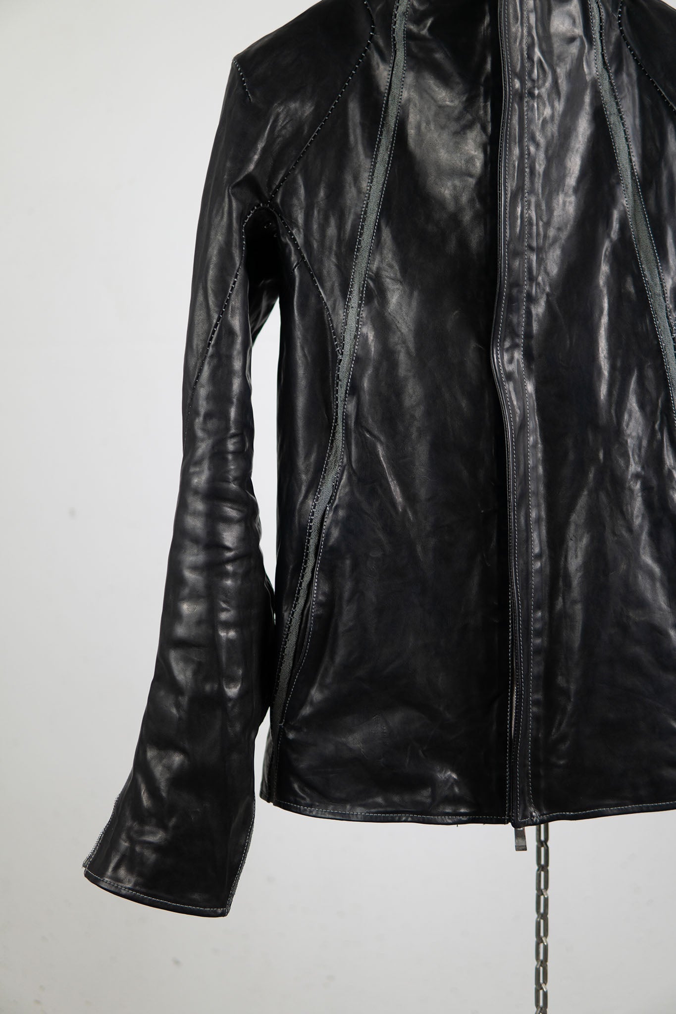 HORSE LEATHER HIGH COLLAR JACKET W/ELASTIC LINED JB-7E