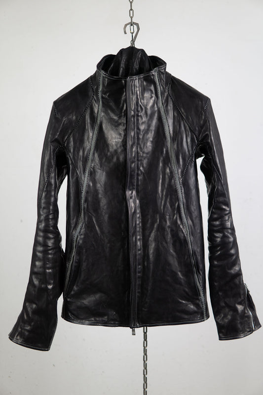 HORSE LEATHER HIGH COLLAR JACKET W/ELASTIC LINED JB-7E