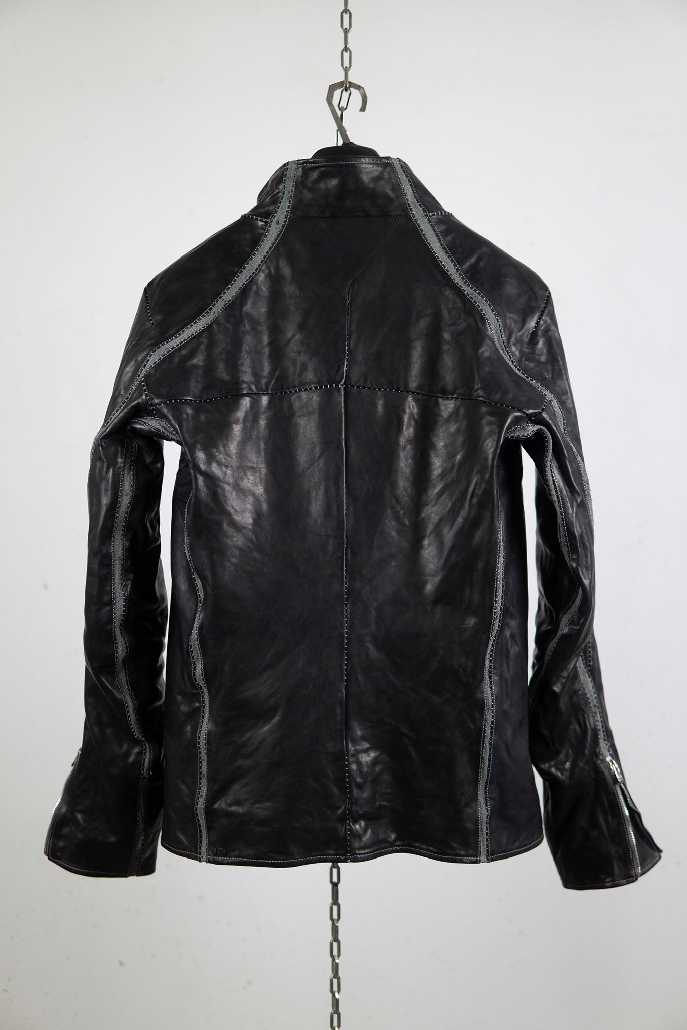 HORSE LEATHER HIGH COLLAR JACKET W/ELASTIC LINED JB-7E