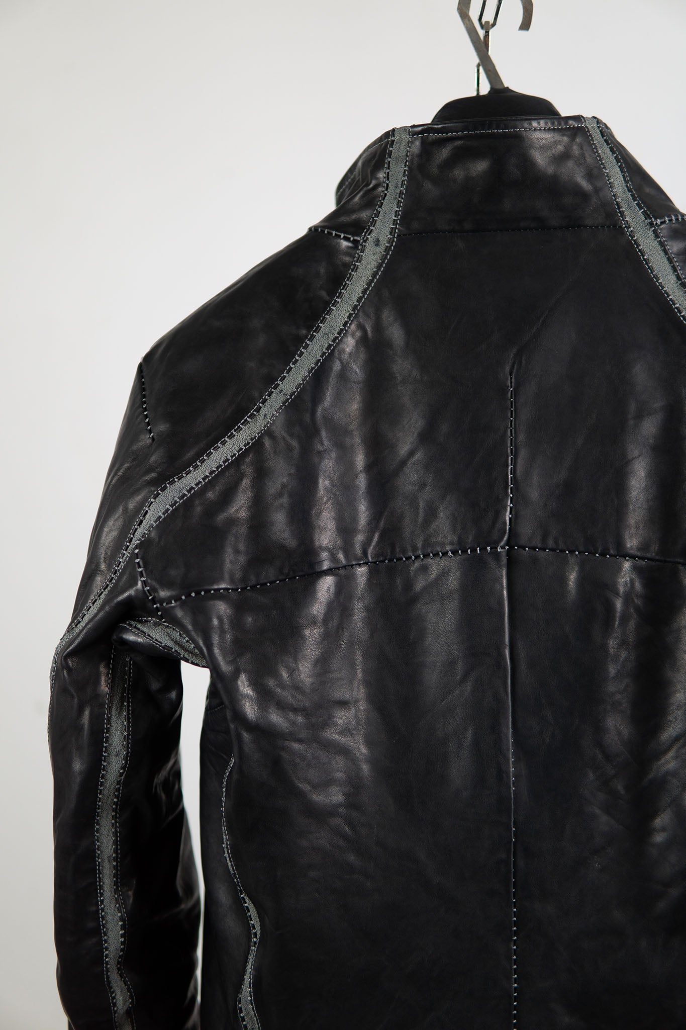 HORSE LEATHER HIGH COLLAR JACKET W/ELASTIC LINED JB-7E