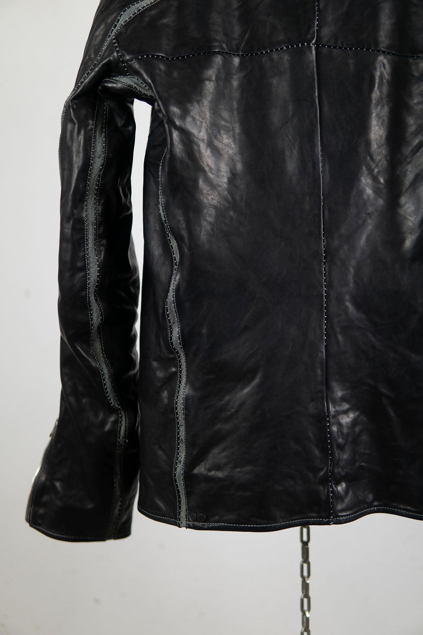HORSE LEATHER HIGH COLLAR JACKET W/ELASTIC LINED JB-7E