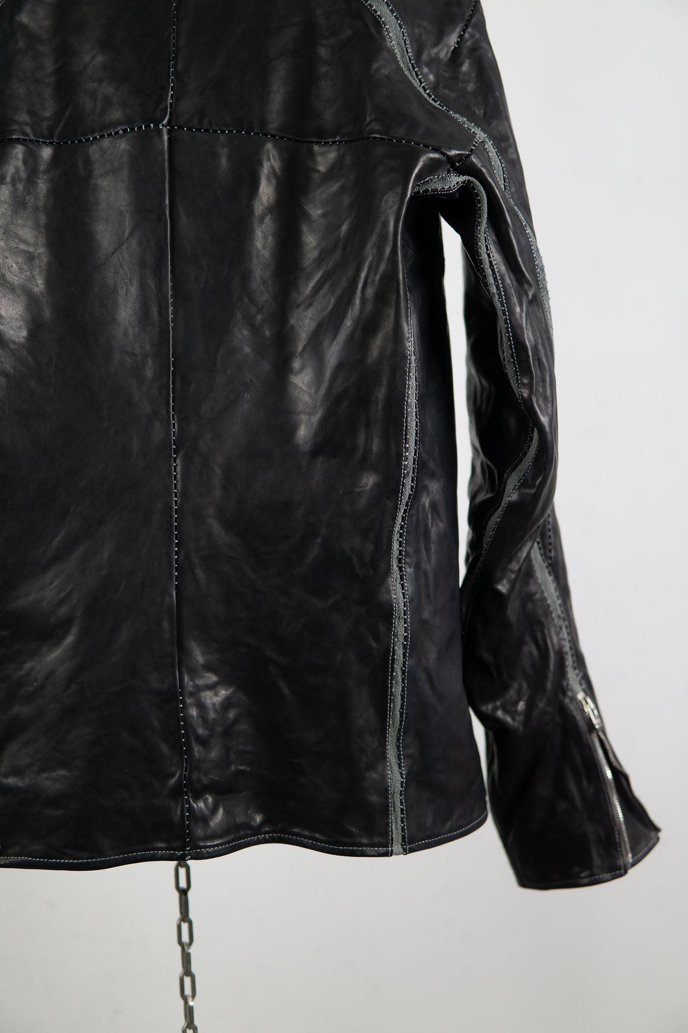 HORSE LEATHER HIGH COLLAR JACKET W/ELASTIC LINED JB-7E