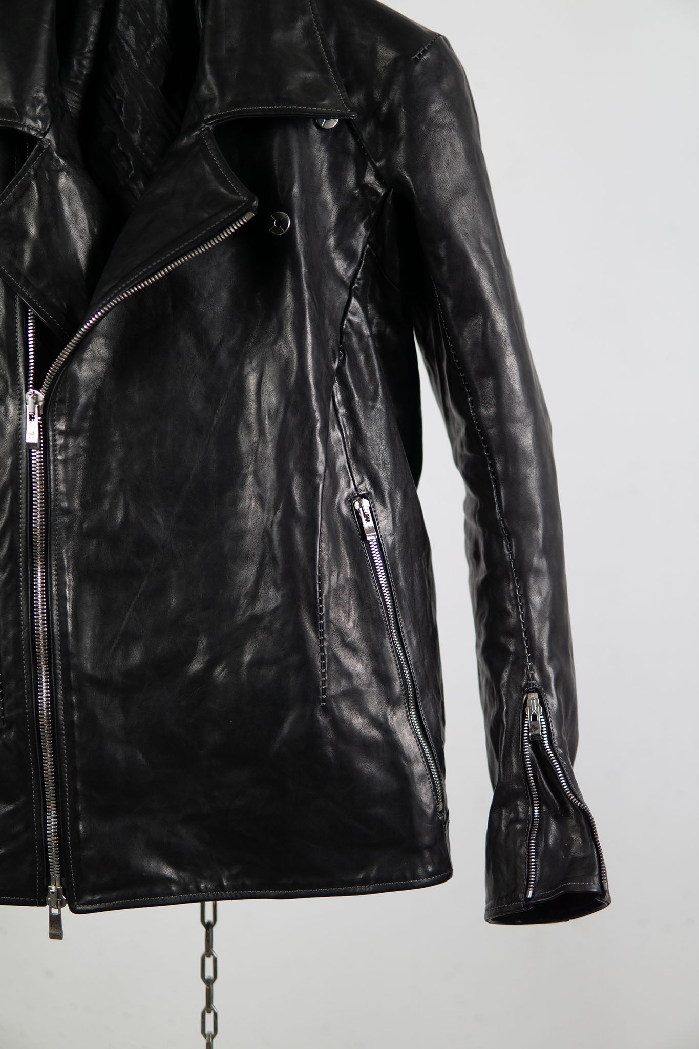 HORSE LEATHER DOUBLE BREAST MOTO LINED JB-3